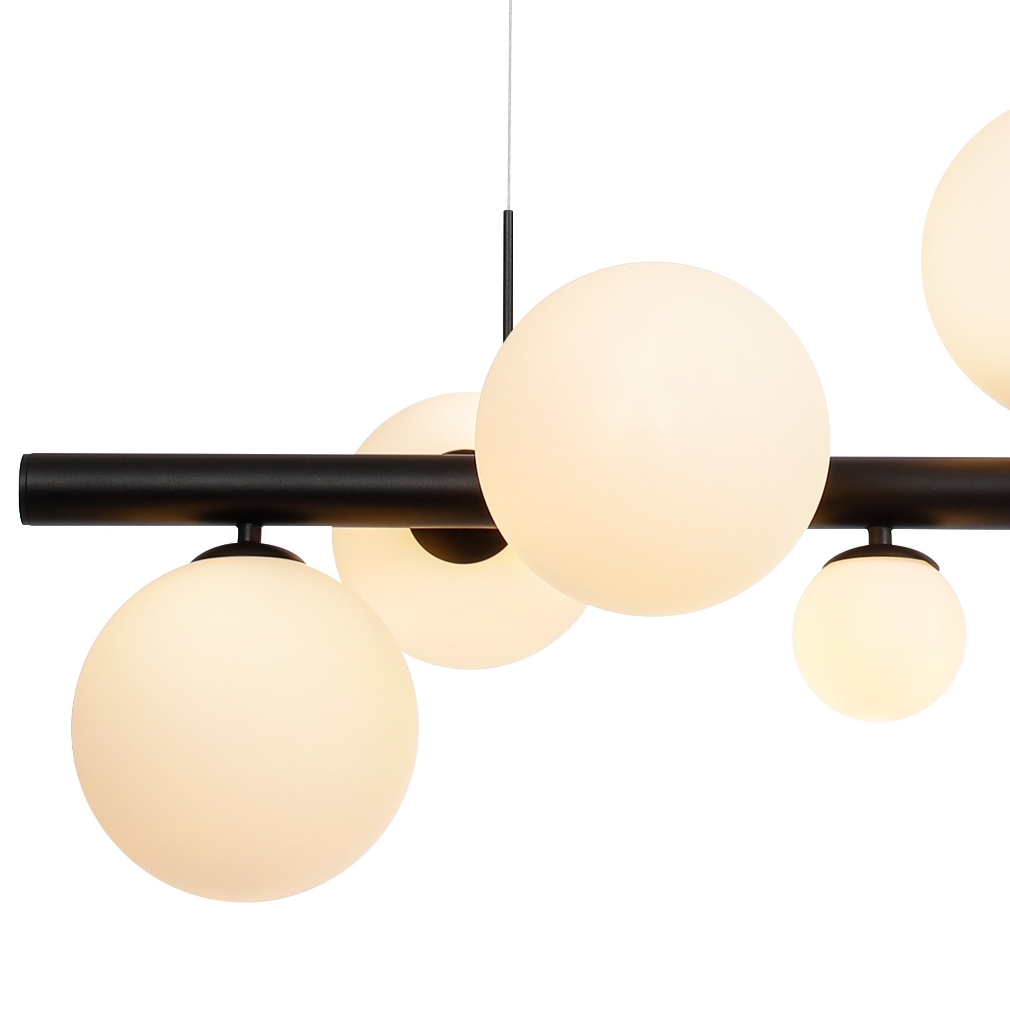 Fabula Deacon 9 Light Linear Pendant - Satin Black & Opal Glass