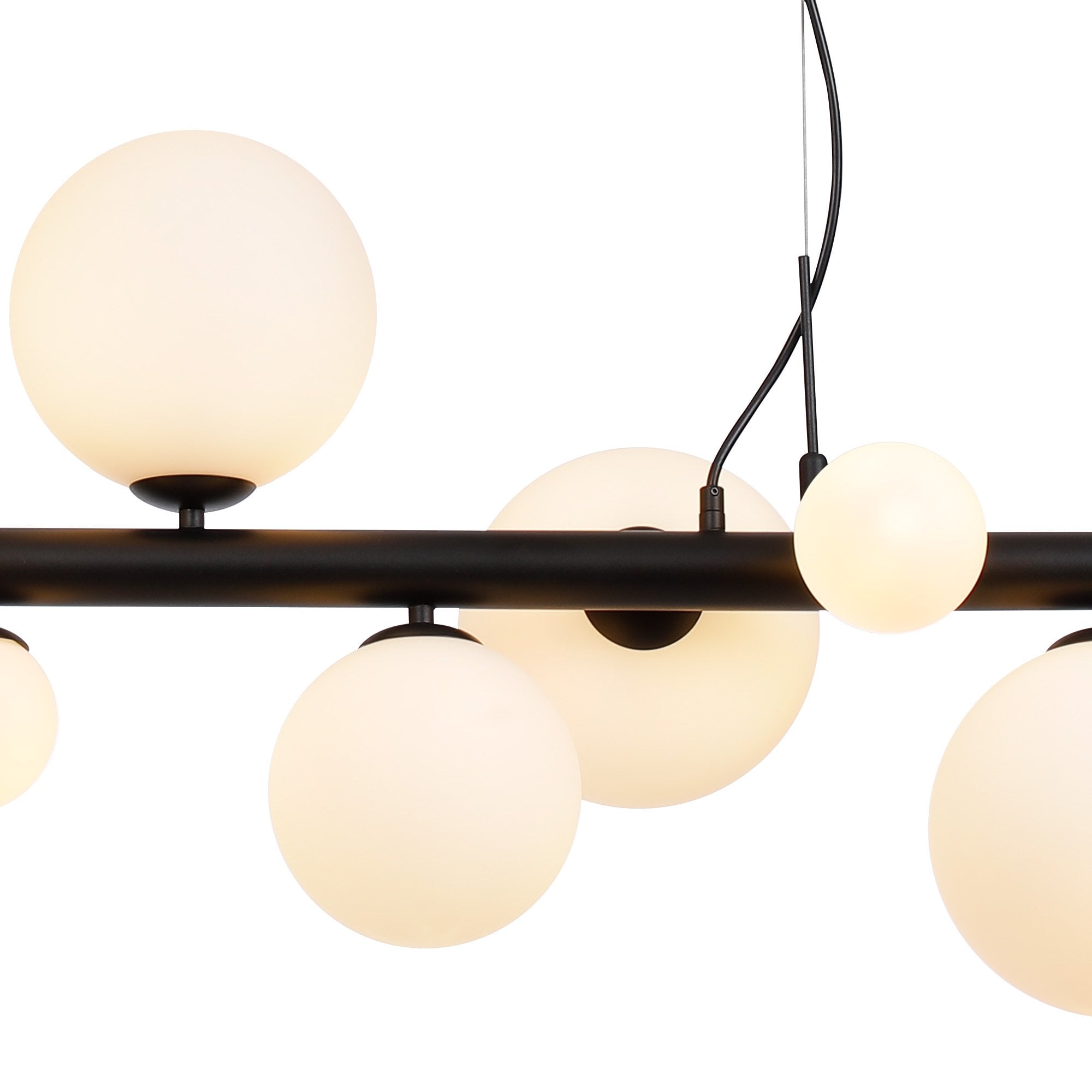 Fabula Deacon 9 Light Linear Pendant - Satin Black & Opal Glass