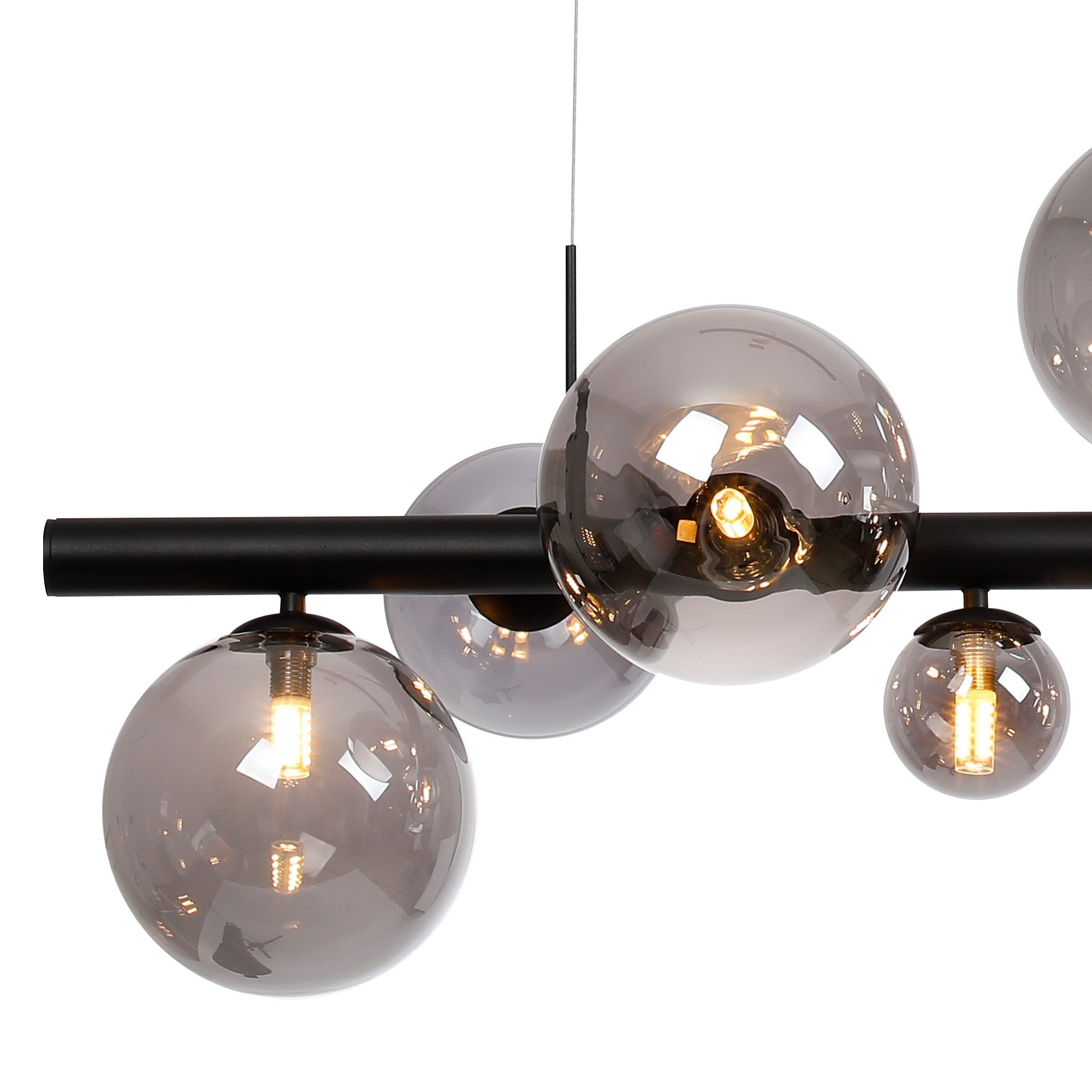 Fabula Deacon 9 Light Linear Pendant - Satin Black & Smoke Plated Glass