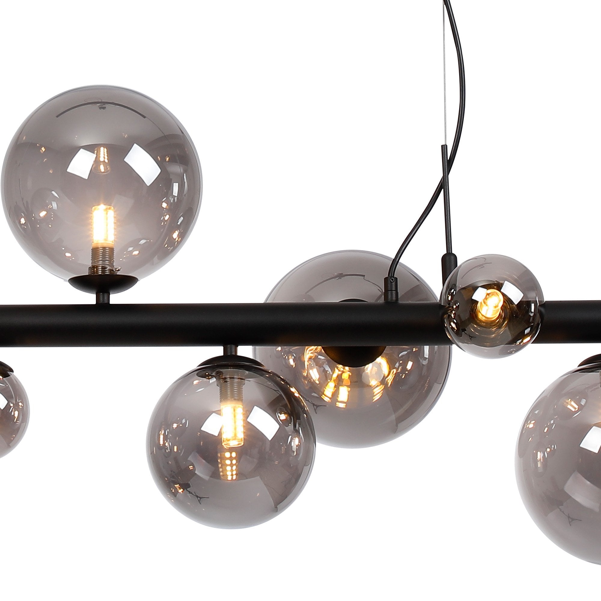 Fabula Deacon 9 Light Linear Pendant - Satin Black & Smoke Plated Glass