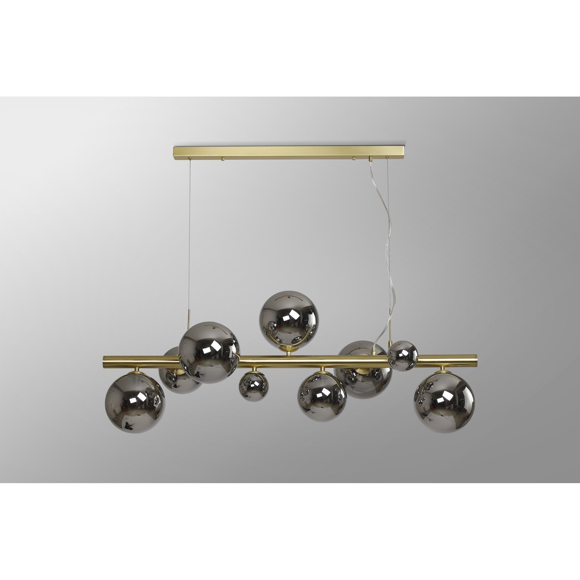 Fabula Deacon 9 Light Linear Pendant - Satin Gold & Chrome Plated Glass