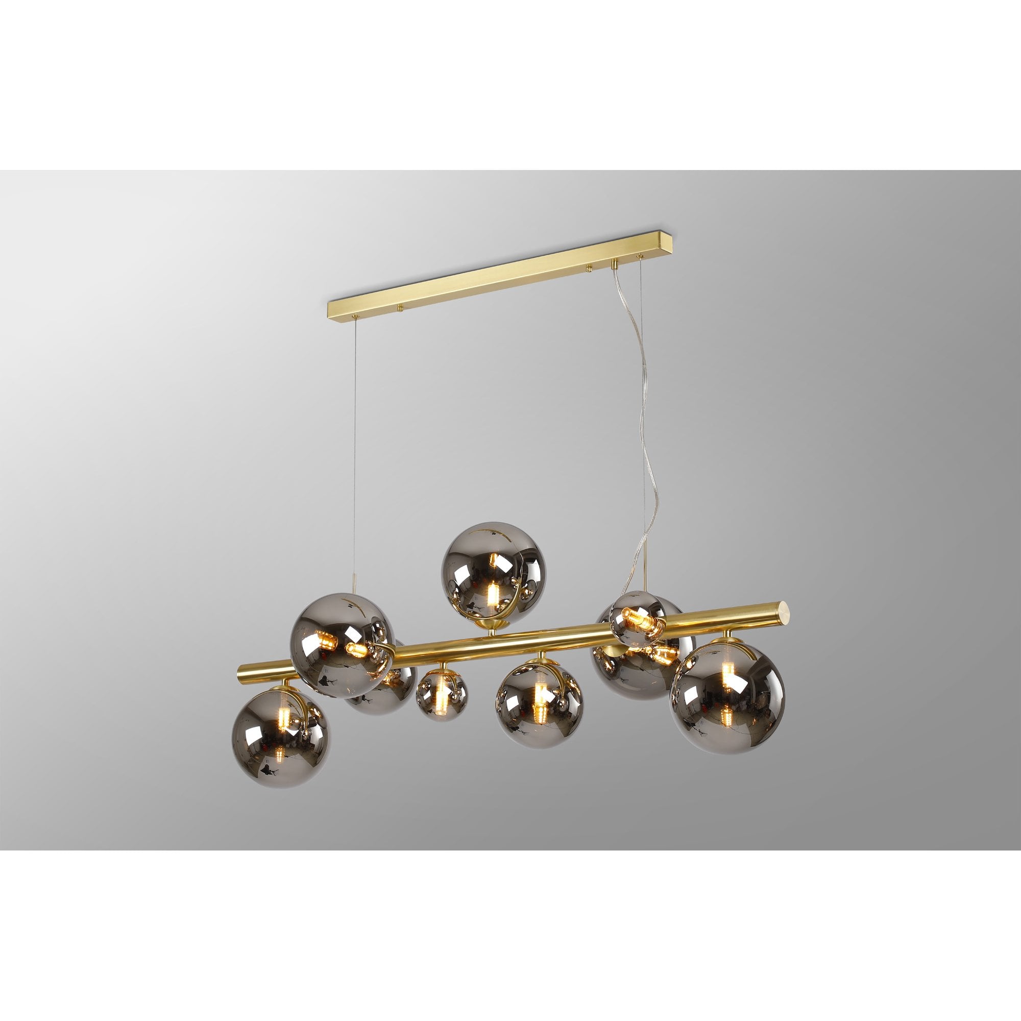 Fabula Deacon 9 Light Linear Pendant - Satin Gold & Chrome Plated Glass