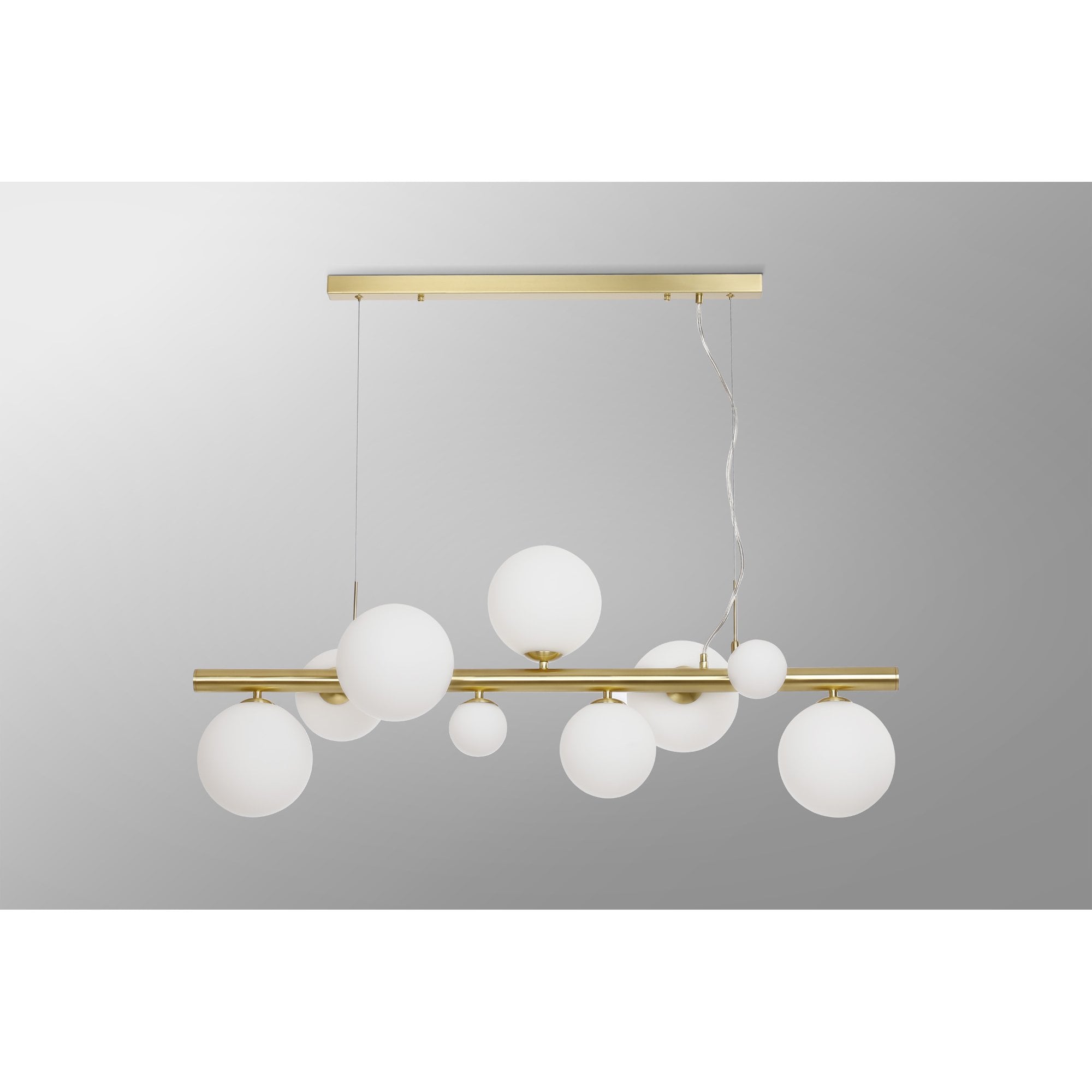 Fabula Deacon 9 Light Linear Pendant - Satin Gold & Opal Glass