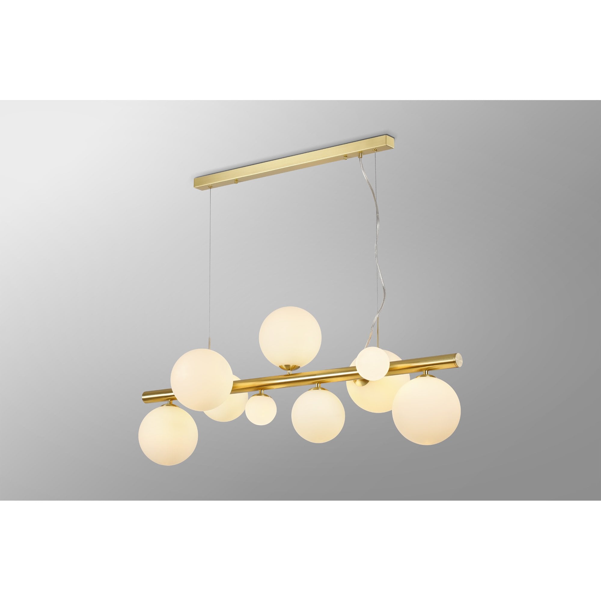 Fabula Deacon 9 Light Linear Pendant - Satin Gold & Opal Glass