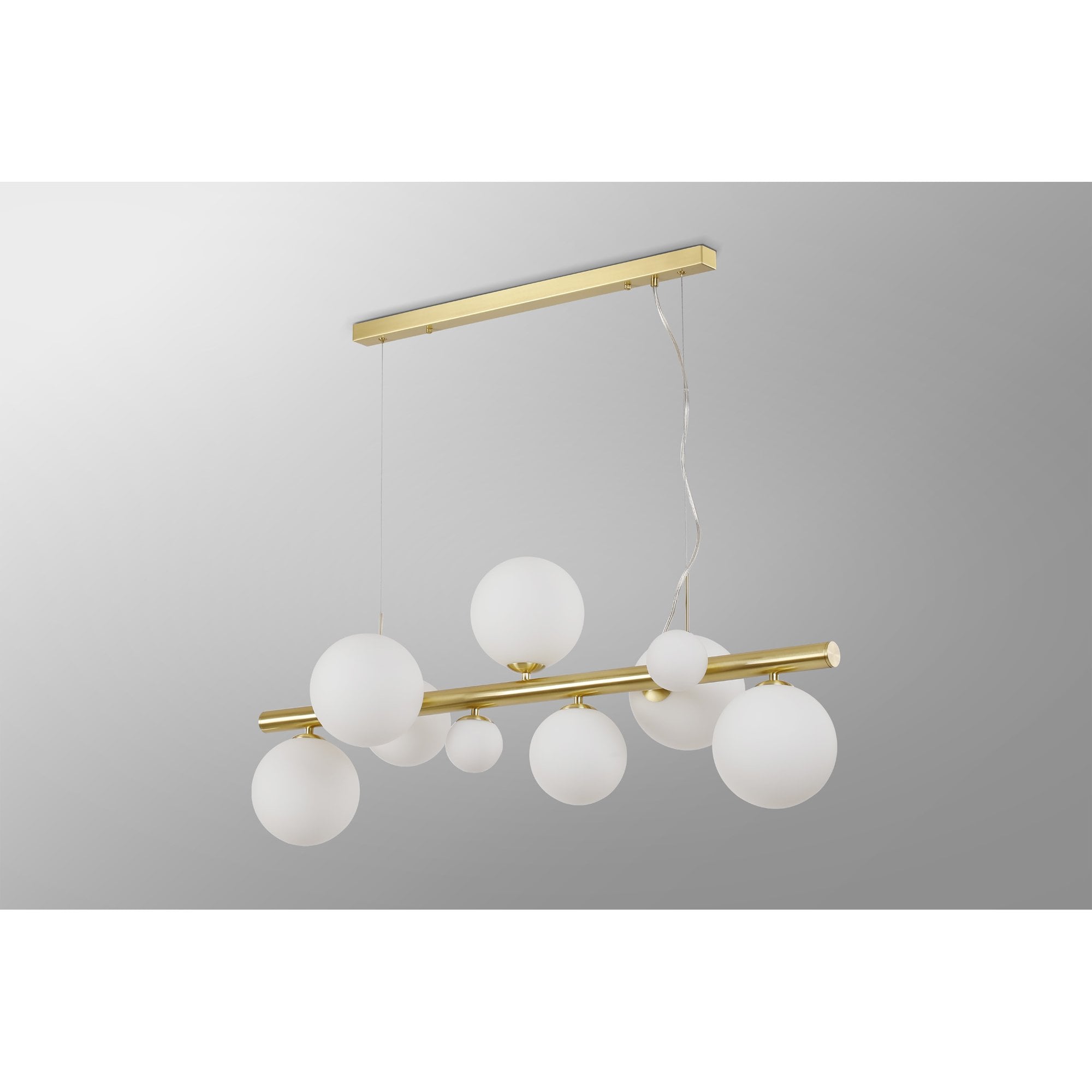 Fabula Deacon 9 Light Linear Pendant - Satin Gold & Opal Glass