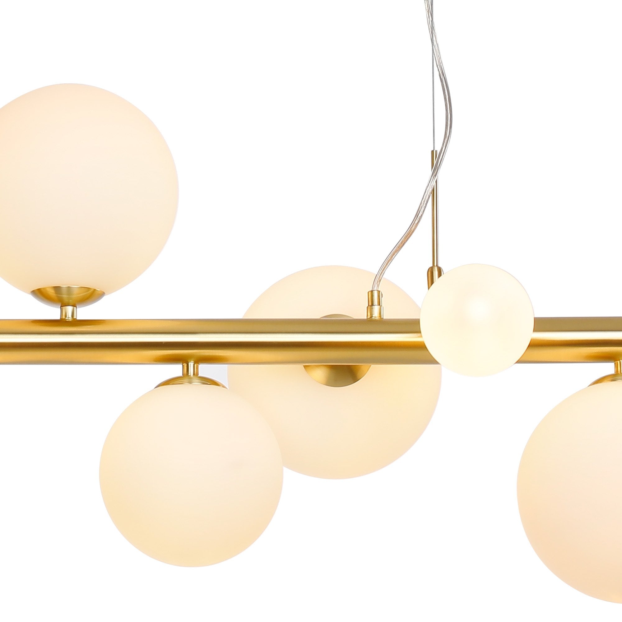 Fabula Deacon 9 Light Linear Pendant - Satin Gold & Opal Glass