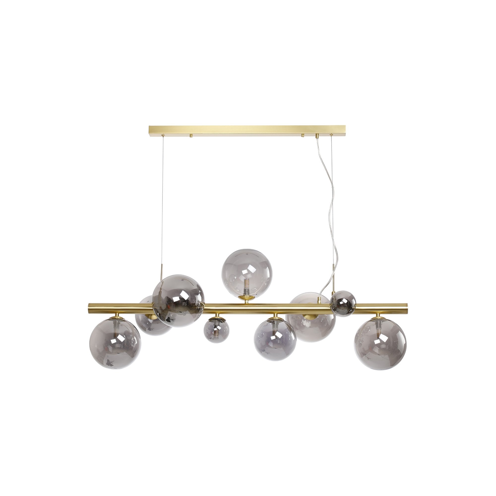 Fabula Deacon 9 Light Linear Pendant - Satin Gold & Smoke Plated Glass