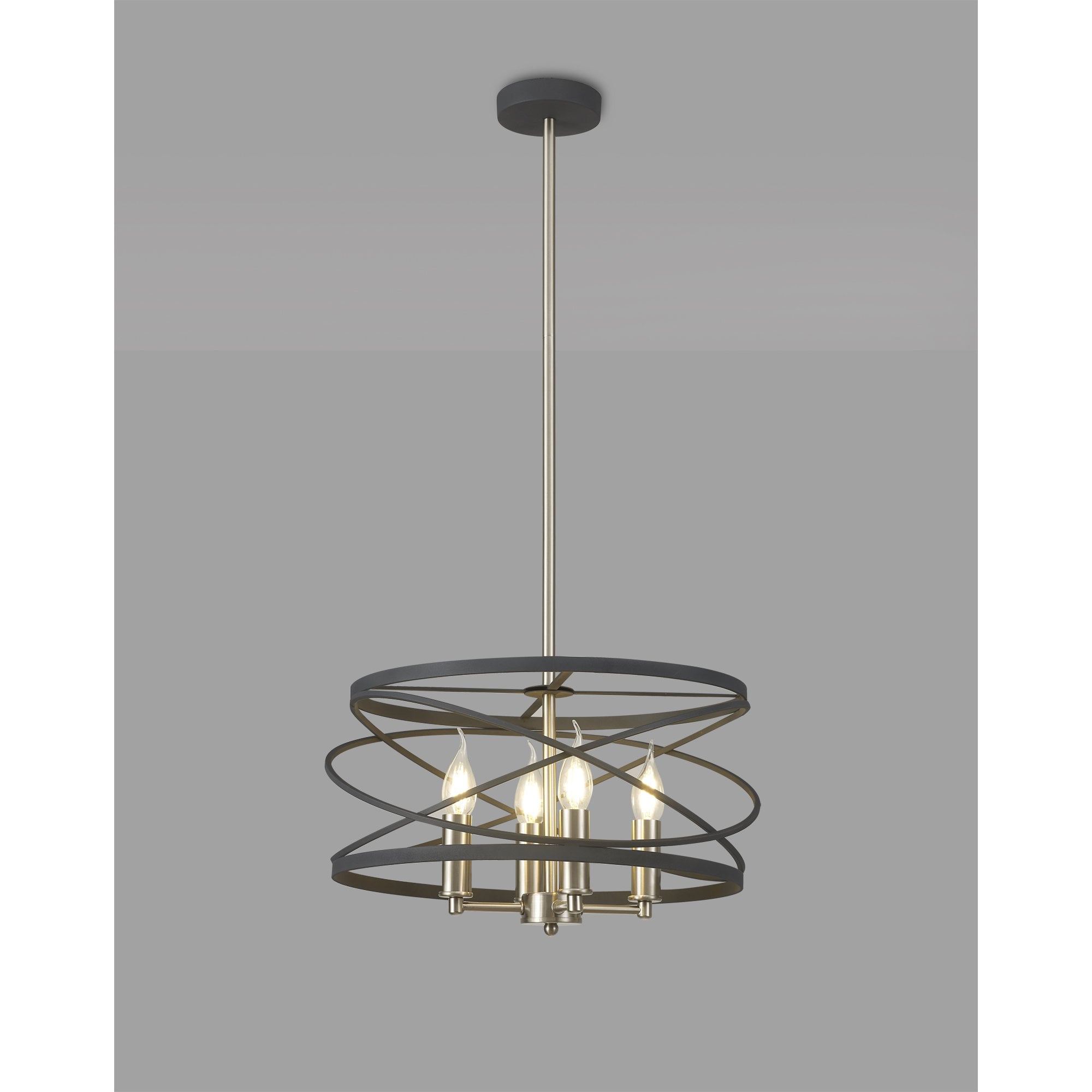 Fabula Debden 4 Light Semi-Flush/Pendant - Graphite & Satin Nickel