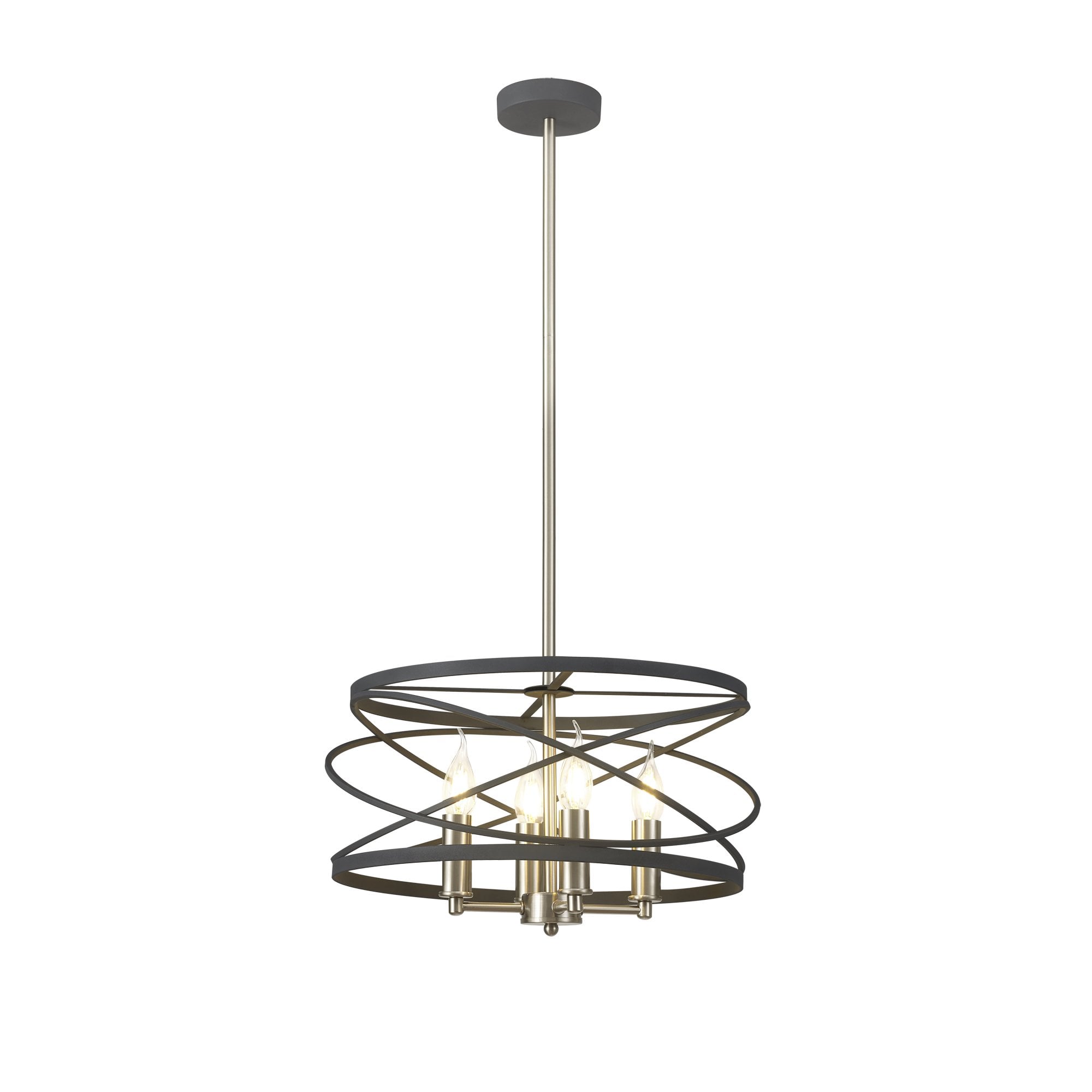 Fabula Debden 4 Light Semi-Flush/Pendant - Graphite & Satin Nickel