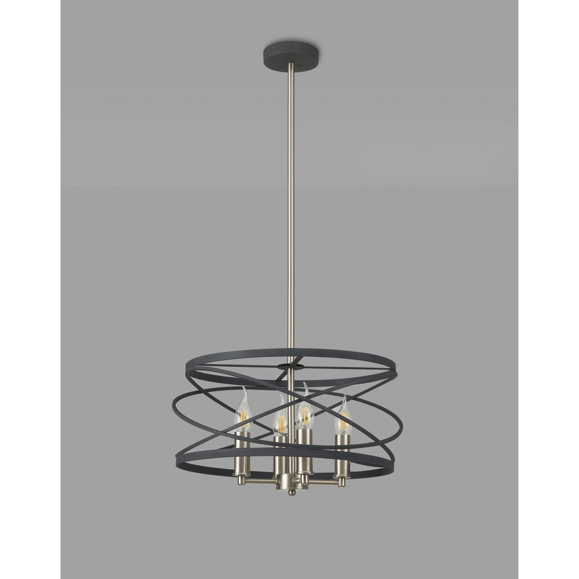 Fabula Debden 4 Light Semi-Flush/Pendant - Graphite & Satin Nickel
