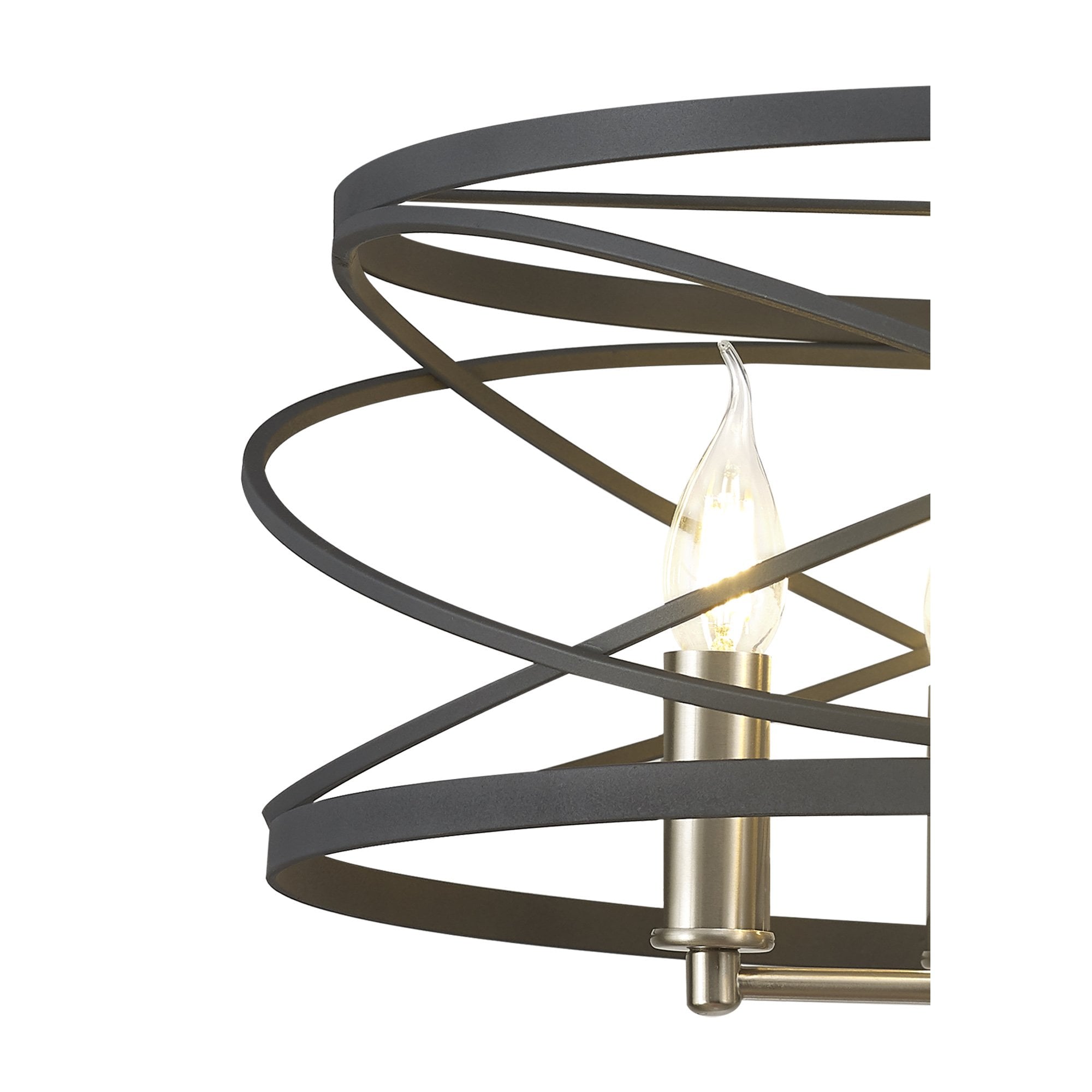 Fabula Debden 4 Light Semi-Flush/Pendant - Graphite & Satin Nickel