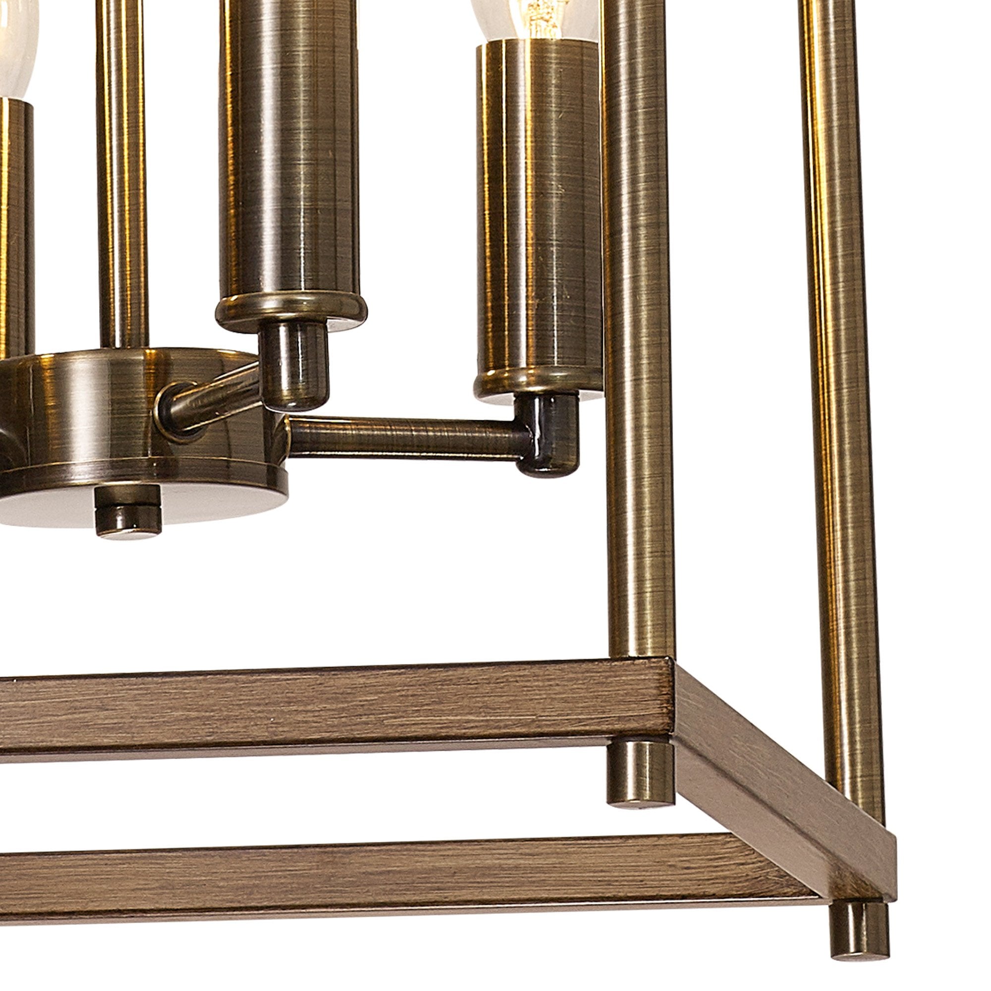 Fabula Douglas 4 Light Pendant - Medium Oak & Antique Brass