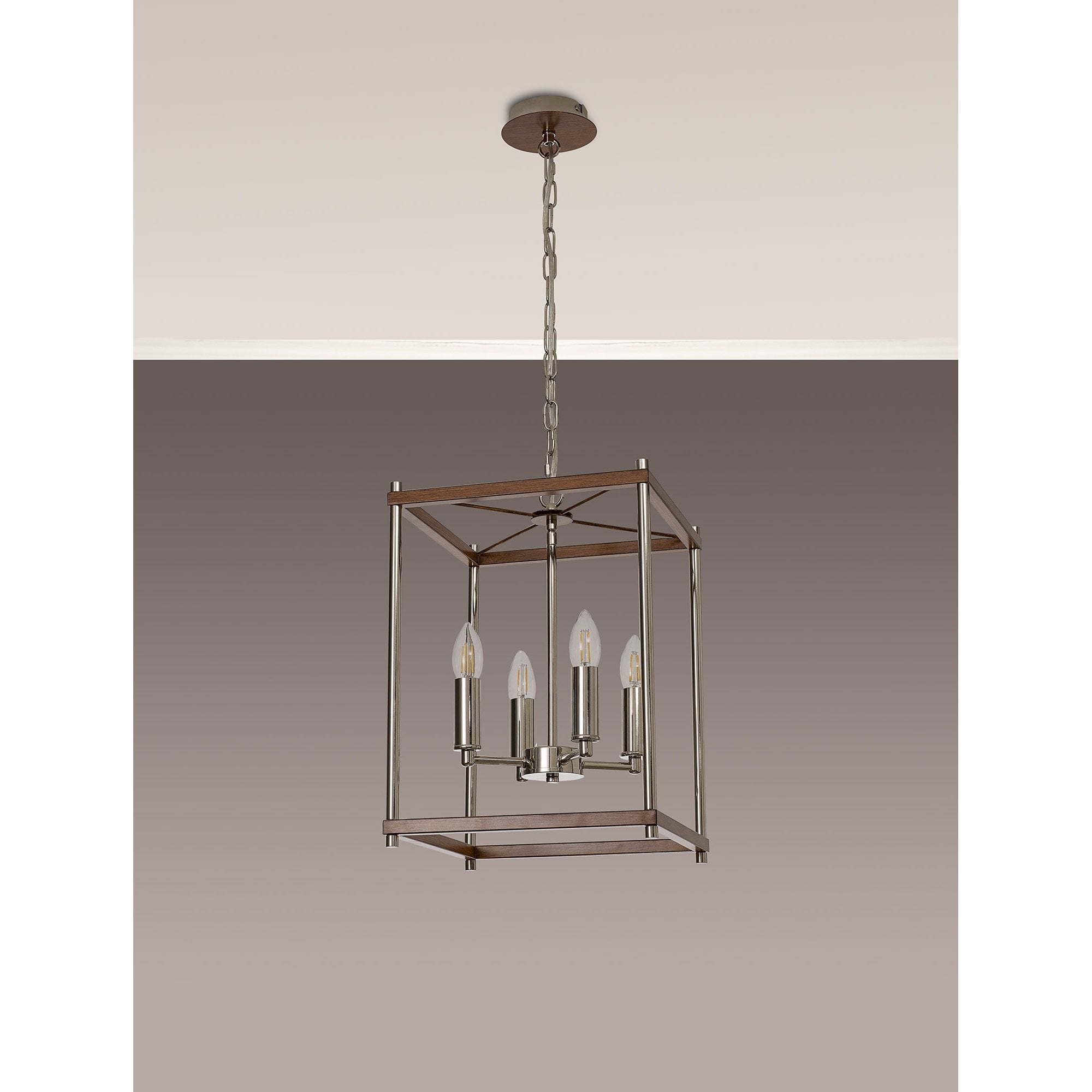 Fabula Douglas 4 Light Pendant - Walnut & Polished Nickel