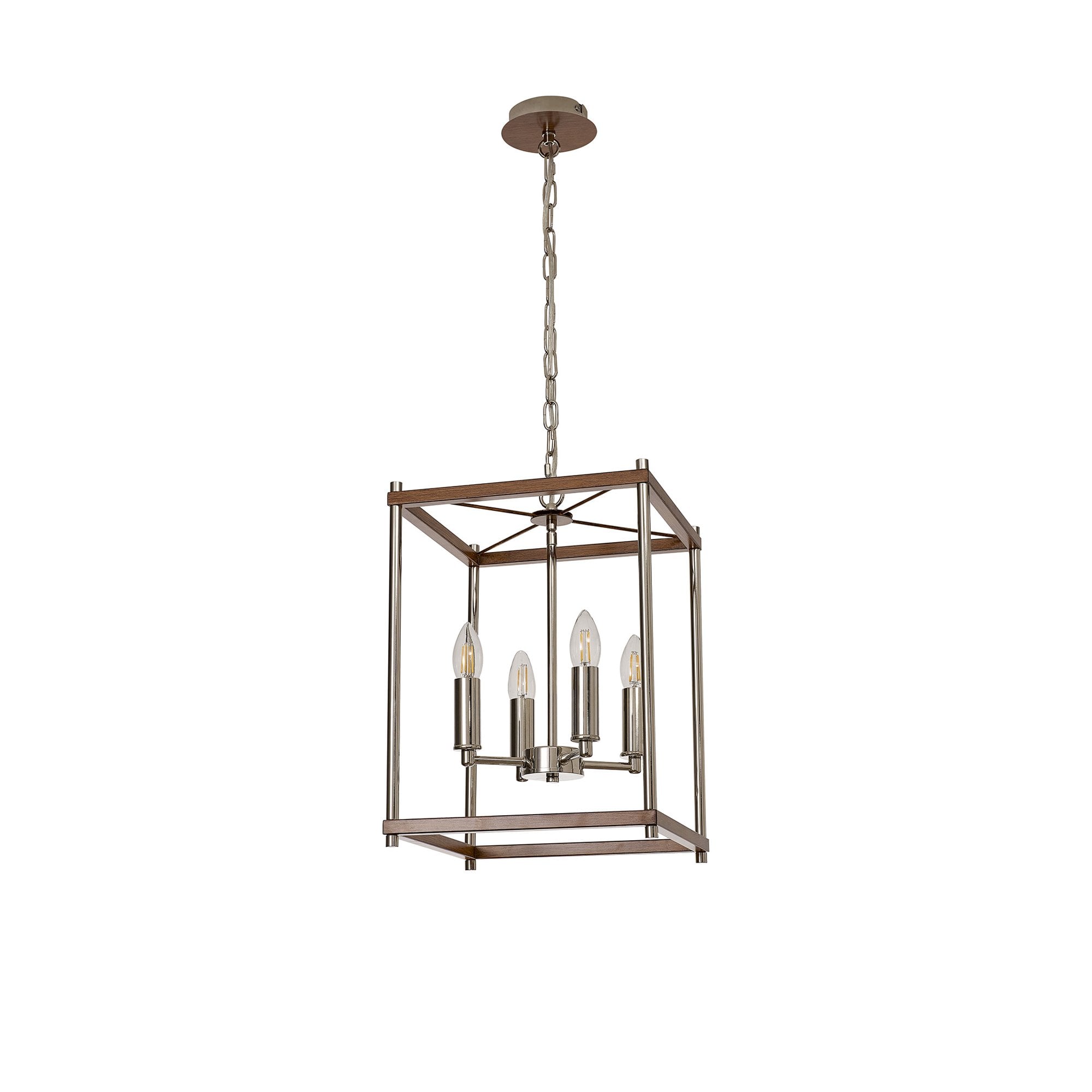 Fabula Douglas 4 Light Pendant - Walnut & Polished Nickel