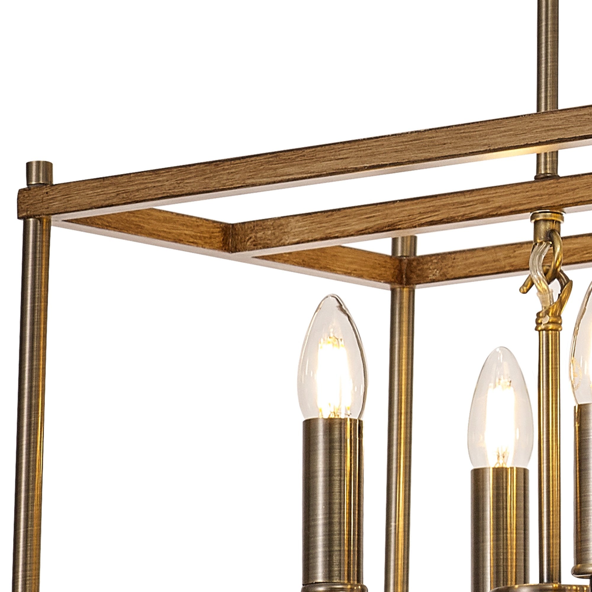 Fabula Douglas 8 Light Linear Pendant - Medium Oak & Antique Brass