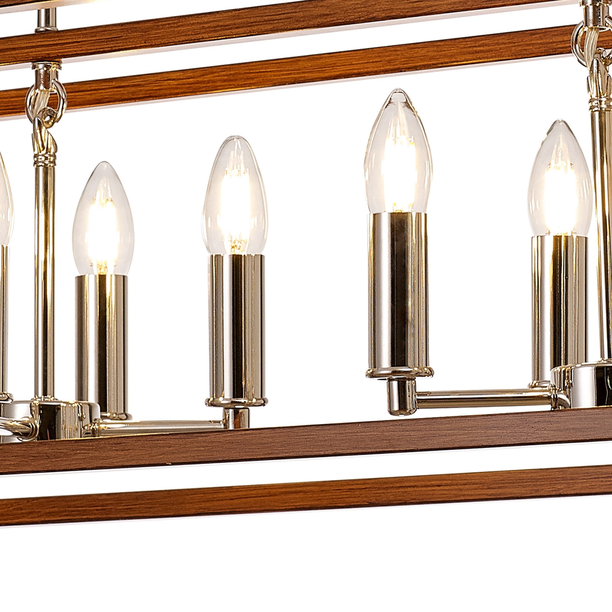 Fabula Douglas 8 Light Linear Pendant - Walnut & Polished Nickel