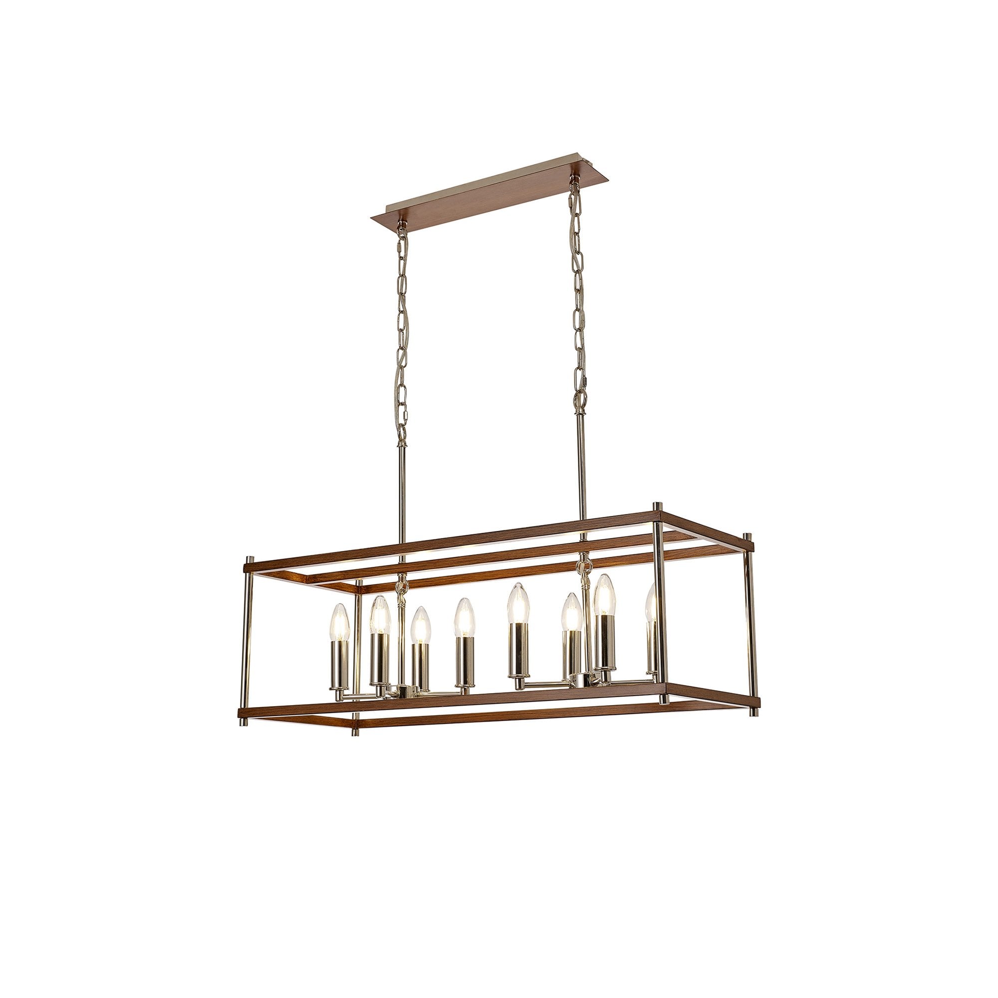 Fabula Douglas 8 Light Linear Pendant - Walnut & Polished Nickel