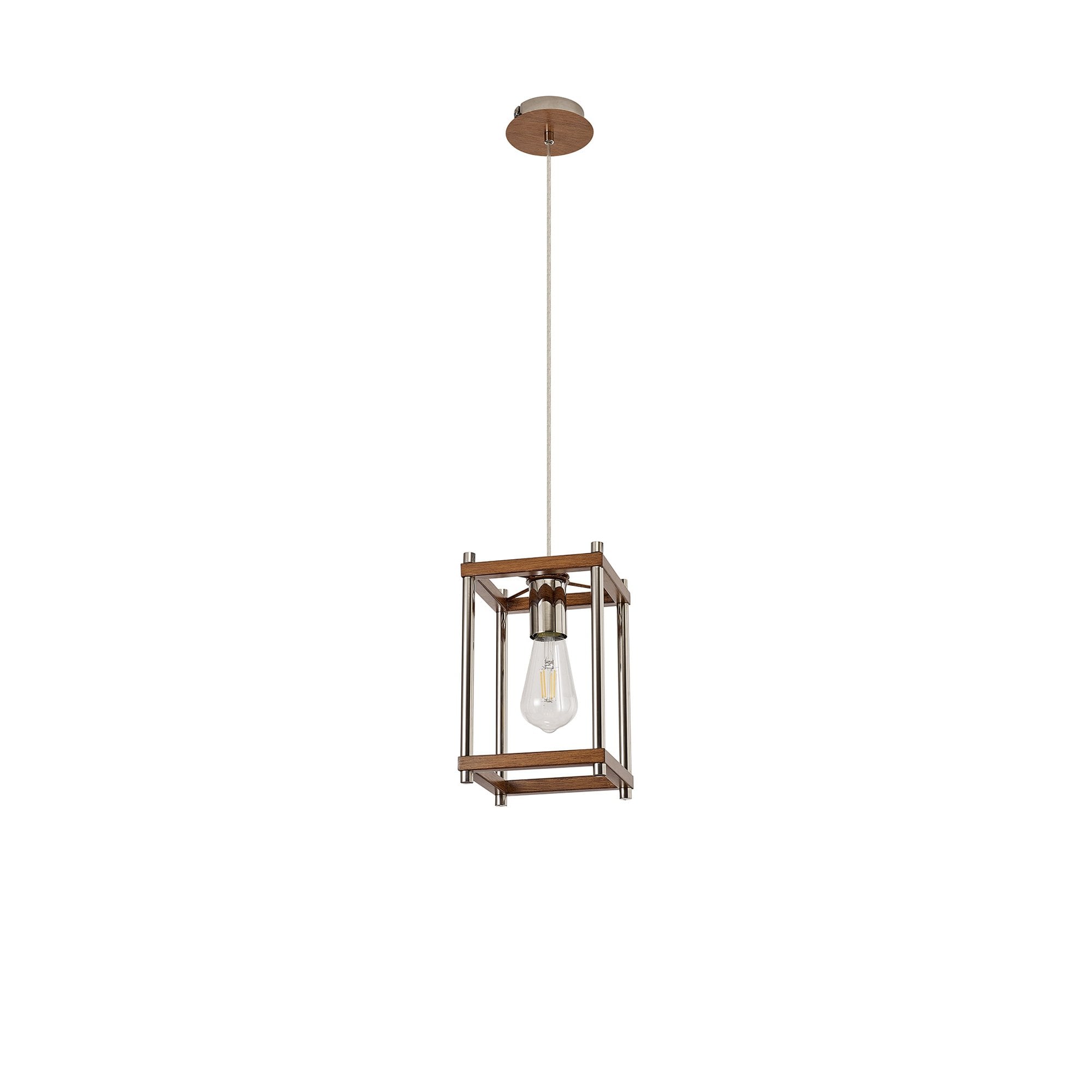 Fabula Douglas Single Pendant - Walnut & Polished Nickel