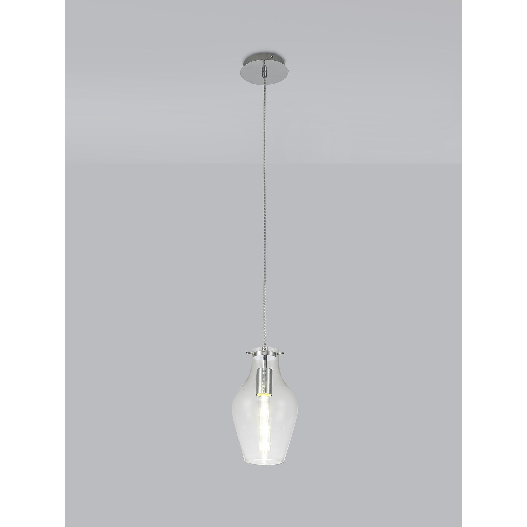 Fabula Elgar 17cm Round Pendant - Chrome & Clear Glass