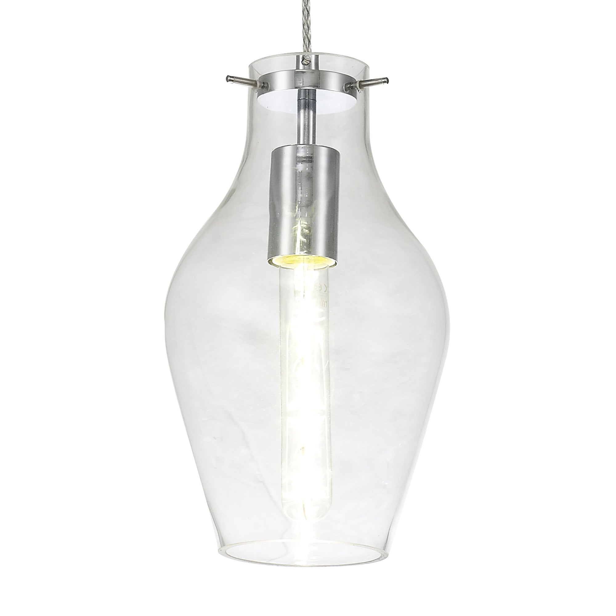 Fabula Elgar 17cm Round Pendant - Chrome & Clear Glass