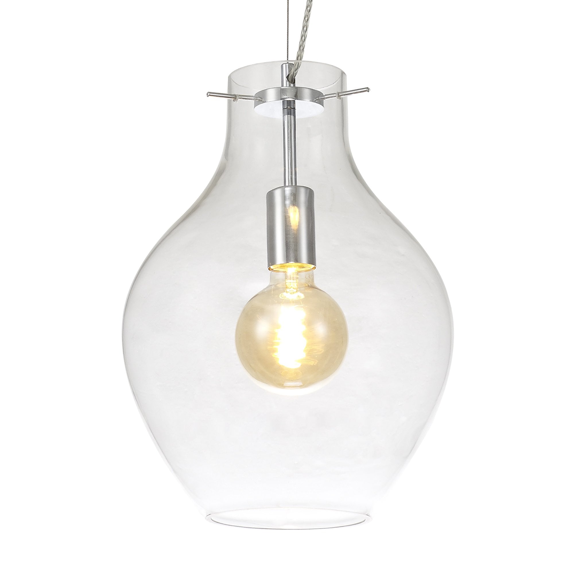 Fabula Elgar 28cm Round Pendant - Chrome & Clear Glass