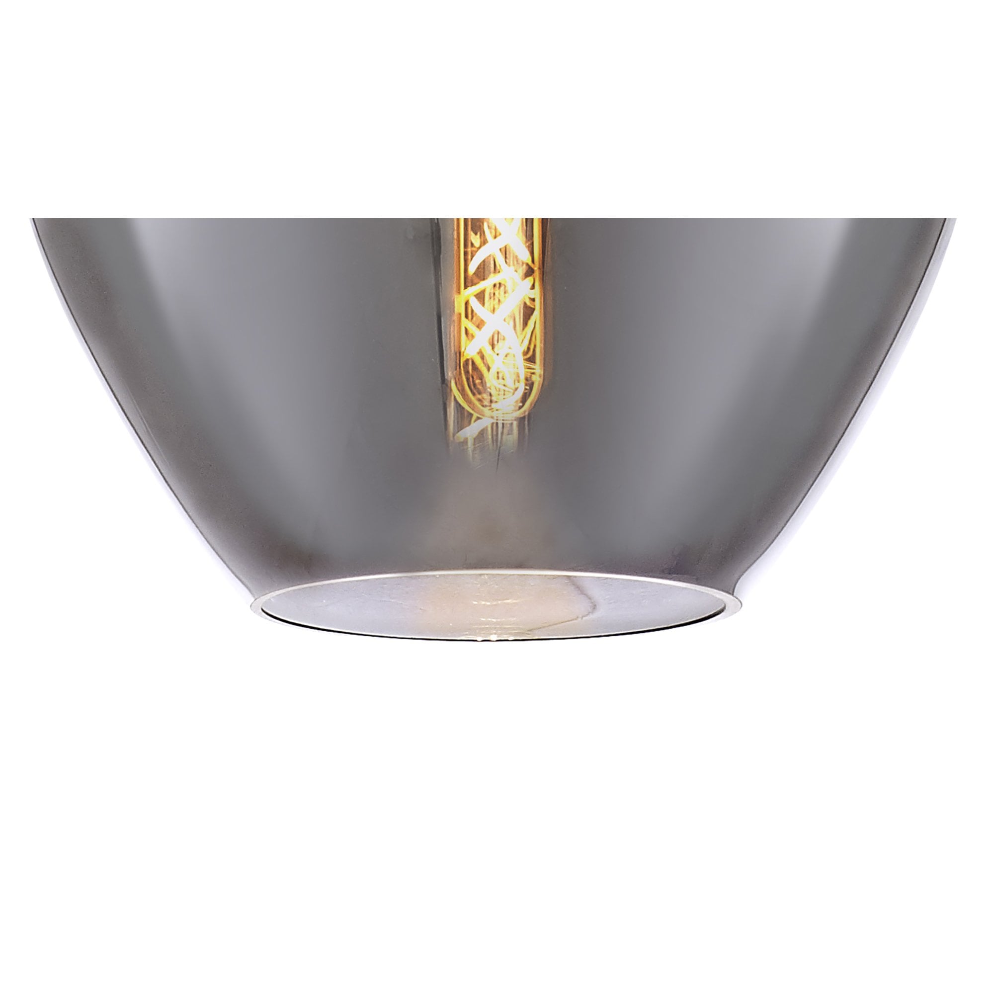 Fabula Elgar 28cm Round Pendant - Chrome & Smoked Glass