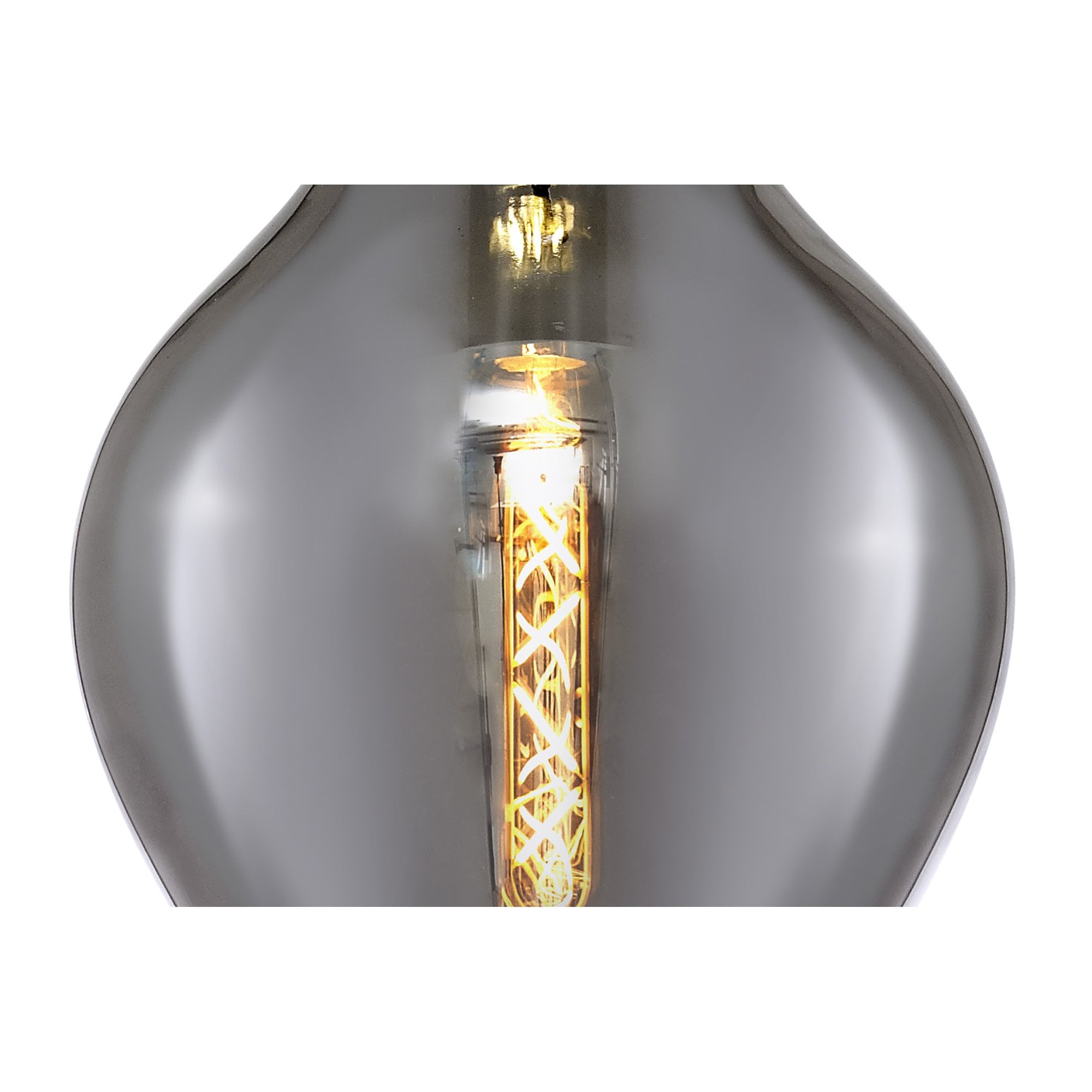 Fabula Elgar 28cm Round Pendant - Chrome & Smoked Glass