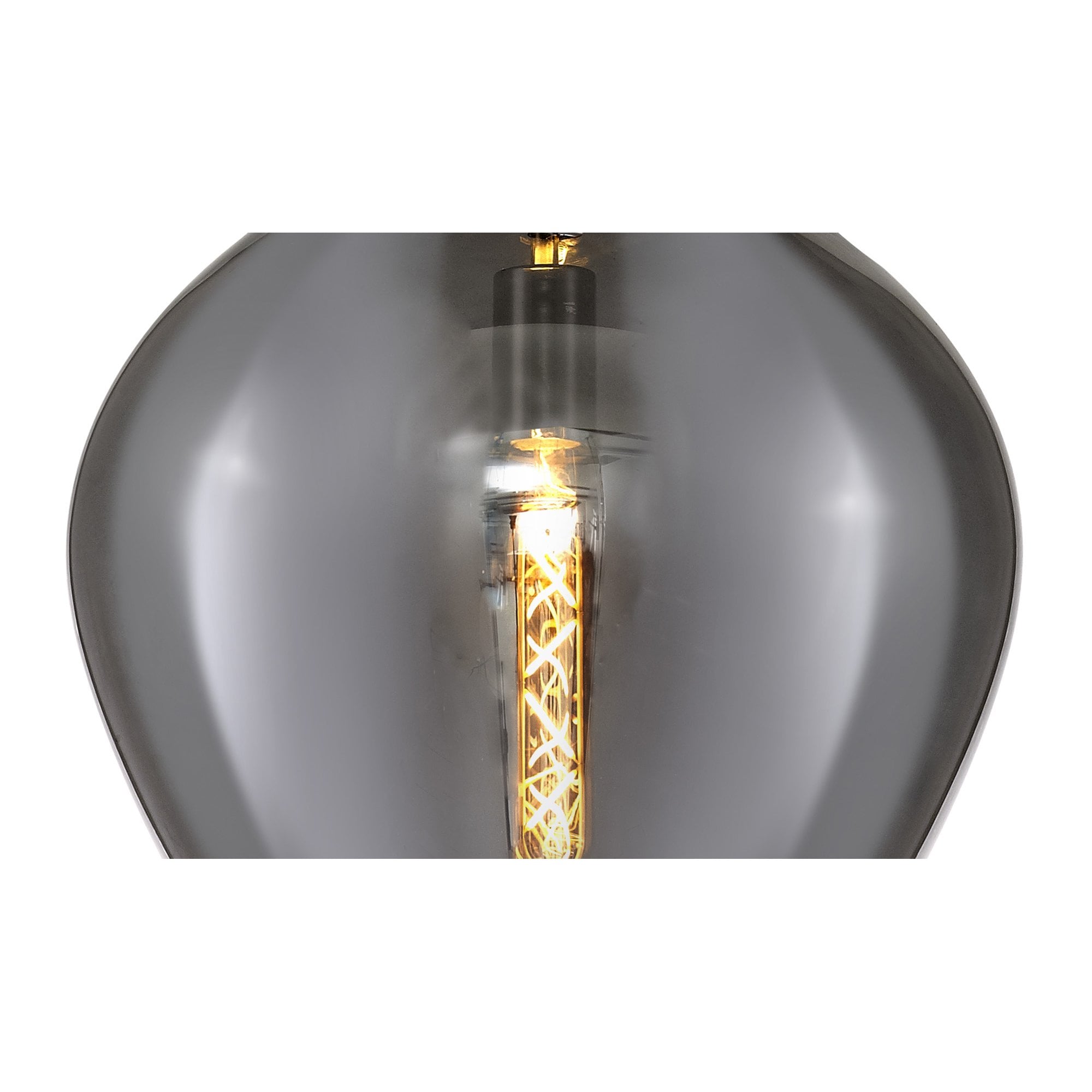 Fabula Elgar 38cm Round Pendant - Chrome & Smoked Glass
