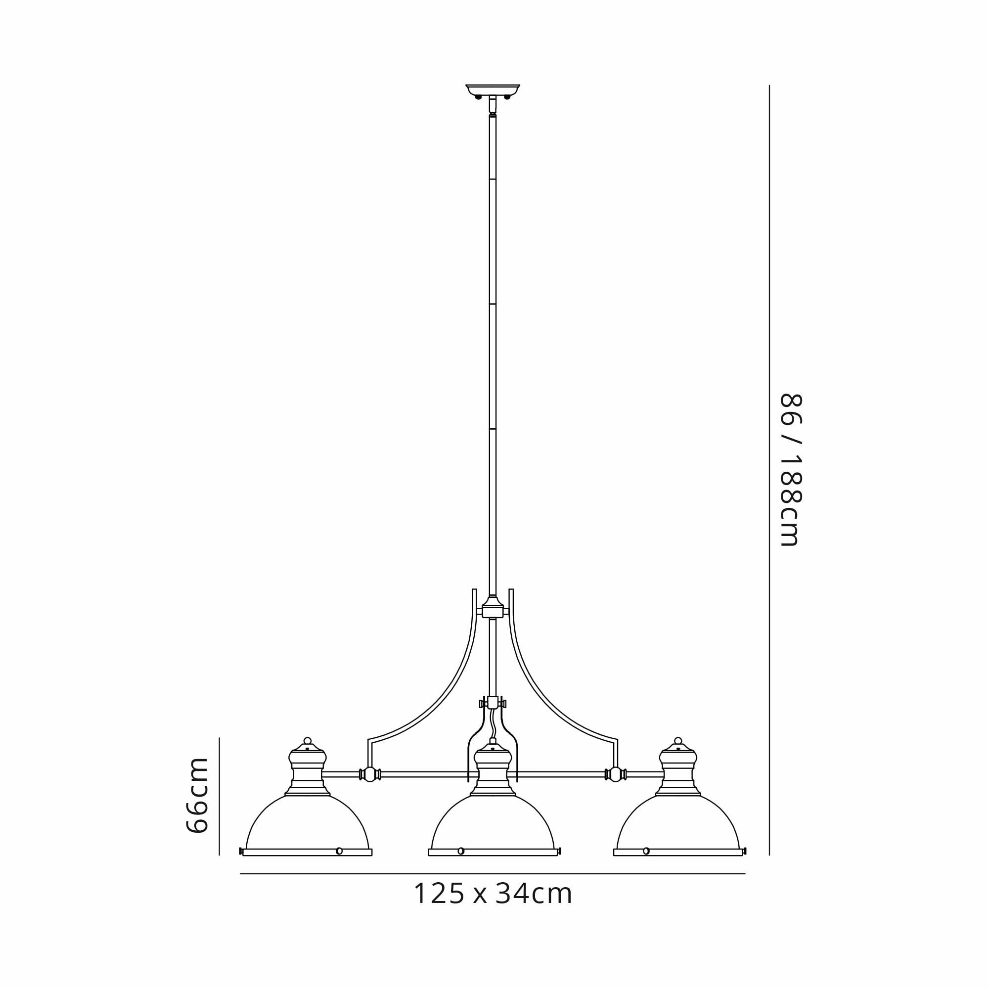 Fabula Epping 3 Light Linear Pendant - Matt Black