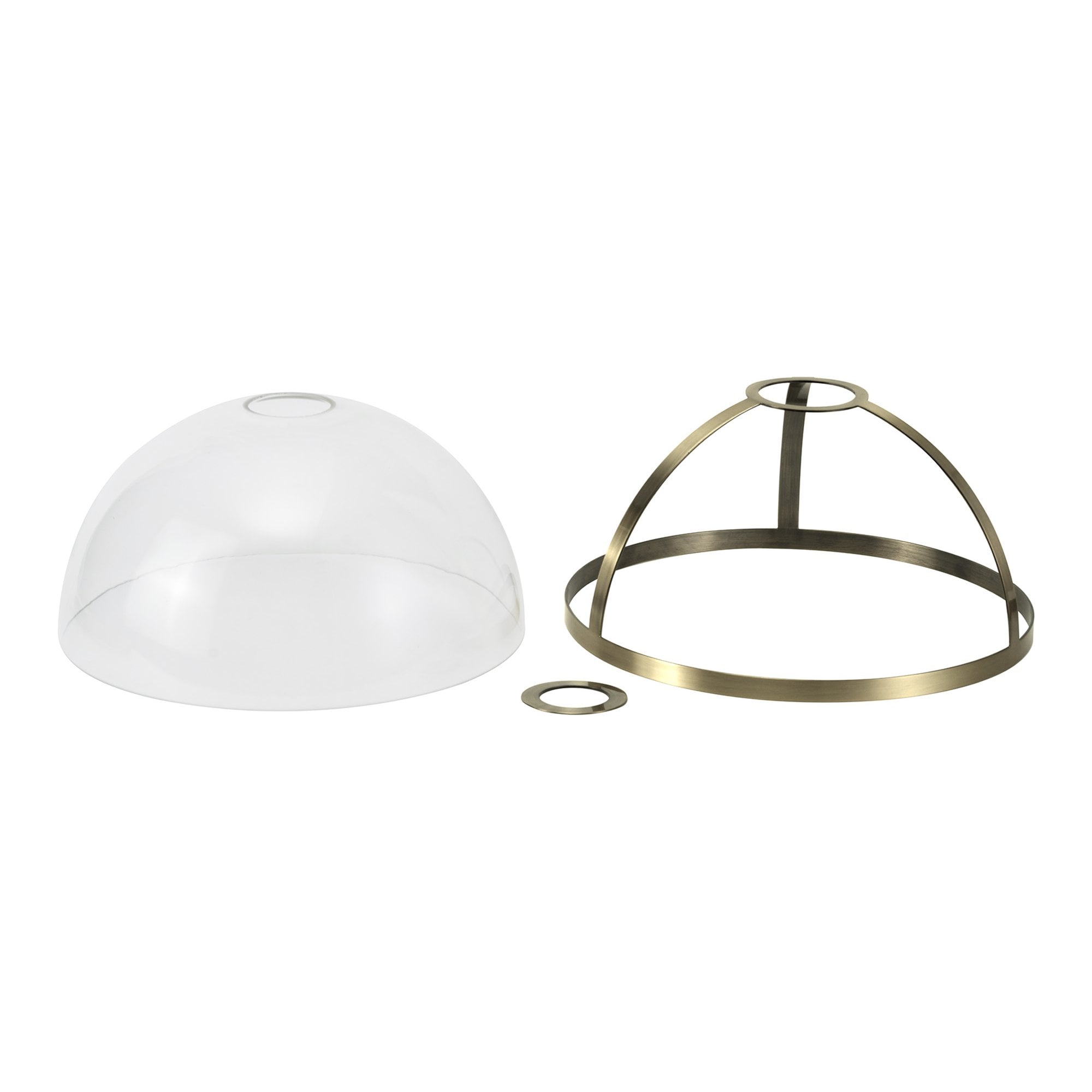Fabula Epping 30cm Round Shade - Antique Brass & Clear Glass - Shade Only