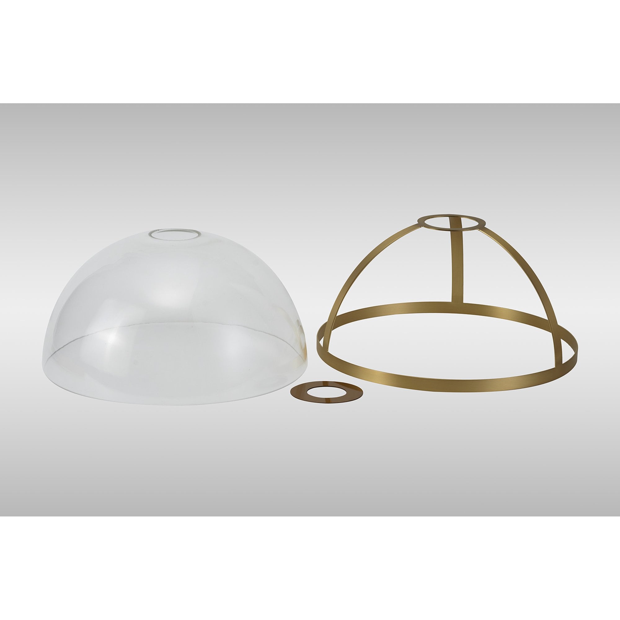 Fabula Epping 30cm Round Shade - Satin Gold & Clear Glass - Shade Only
