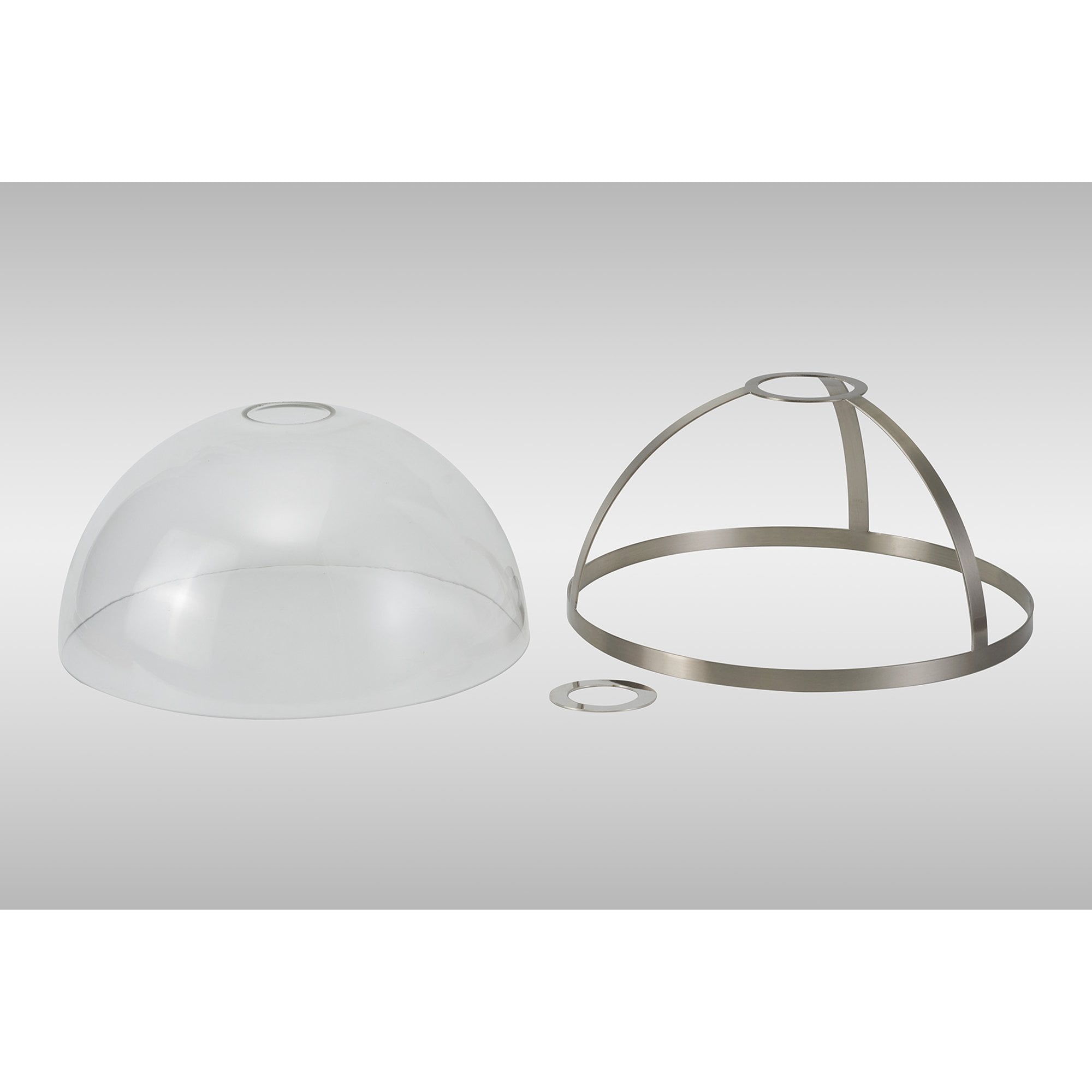 Fabula Epping 30cm Round Shade - Satin Nickel & Clear Glass - Shade Only
