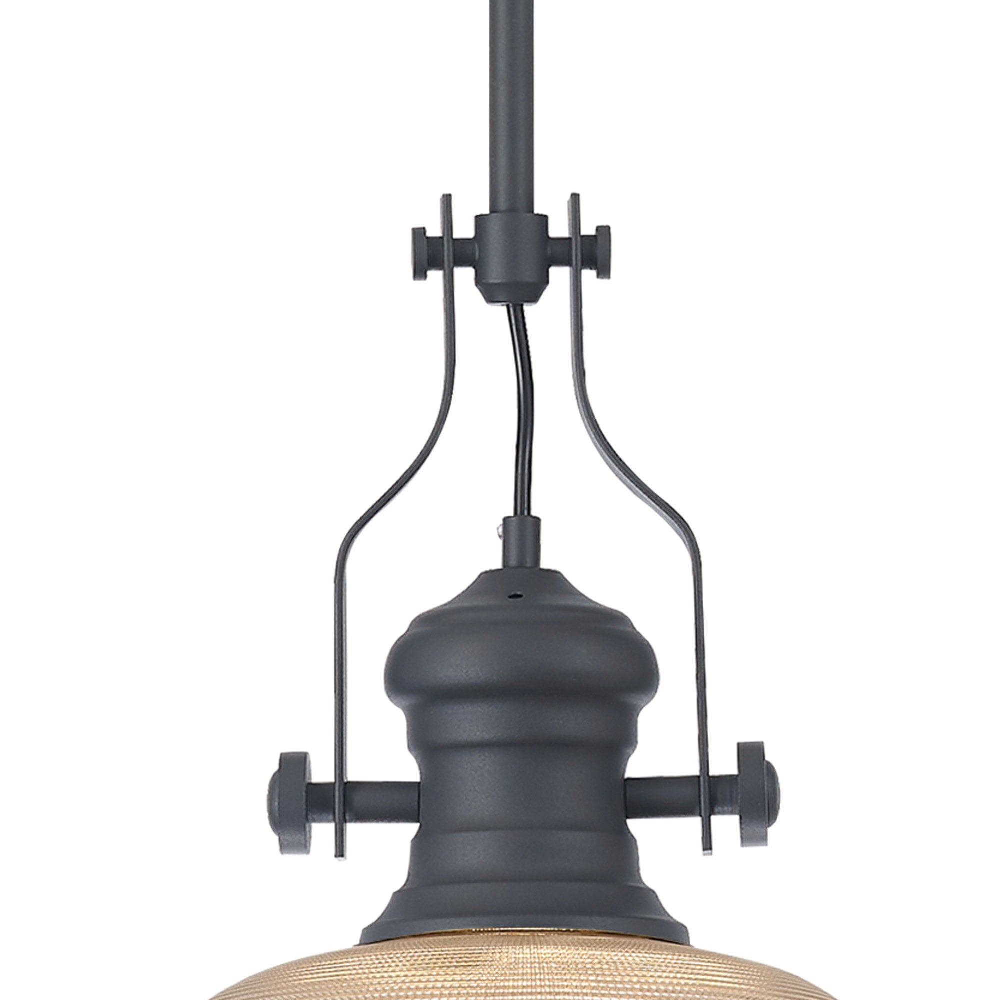 Fabula Epping Single Pendant - 26.5cm Prismatic Glass Shade - Graphite & Clear Glass