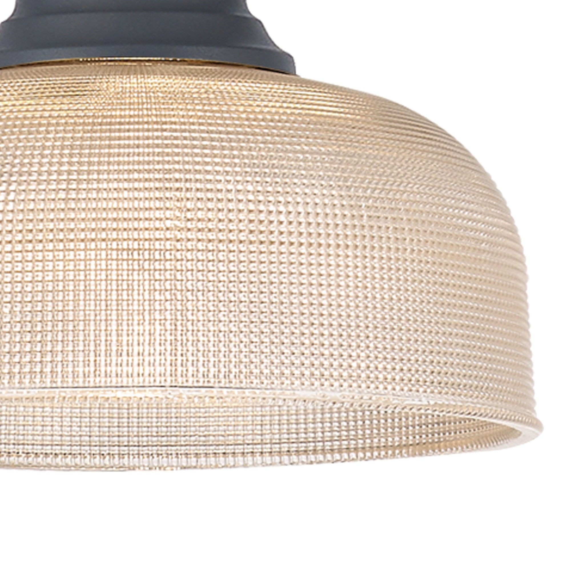 Fabula Epping Single Pendant - 26.5cm Prismatic Glass Shade - Graphite & Clear Glass