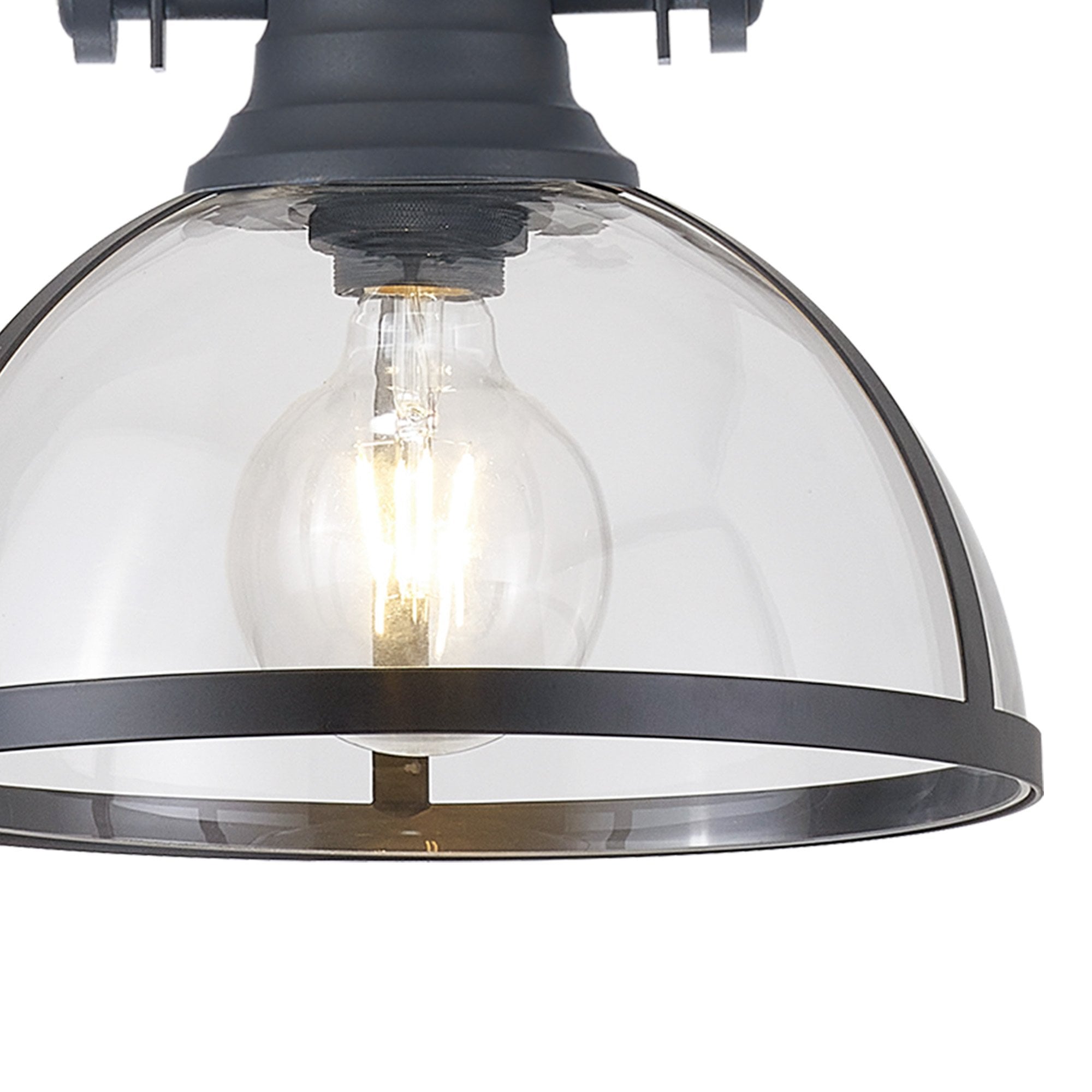 Fabula Epping Single Pendant - 30cm Round Glass Shade - Graphite & Clear Glass