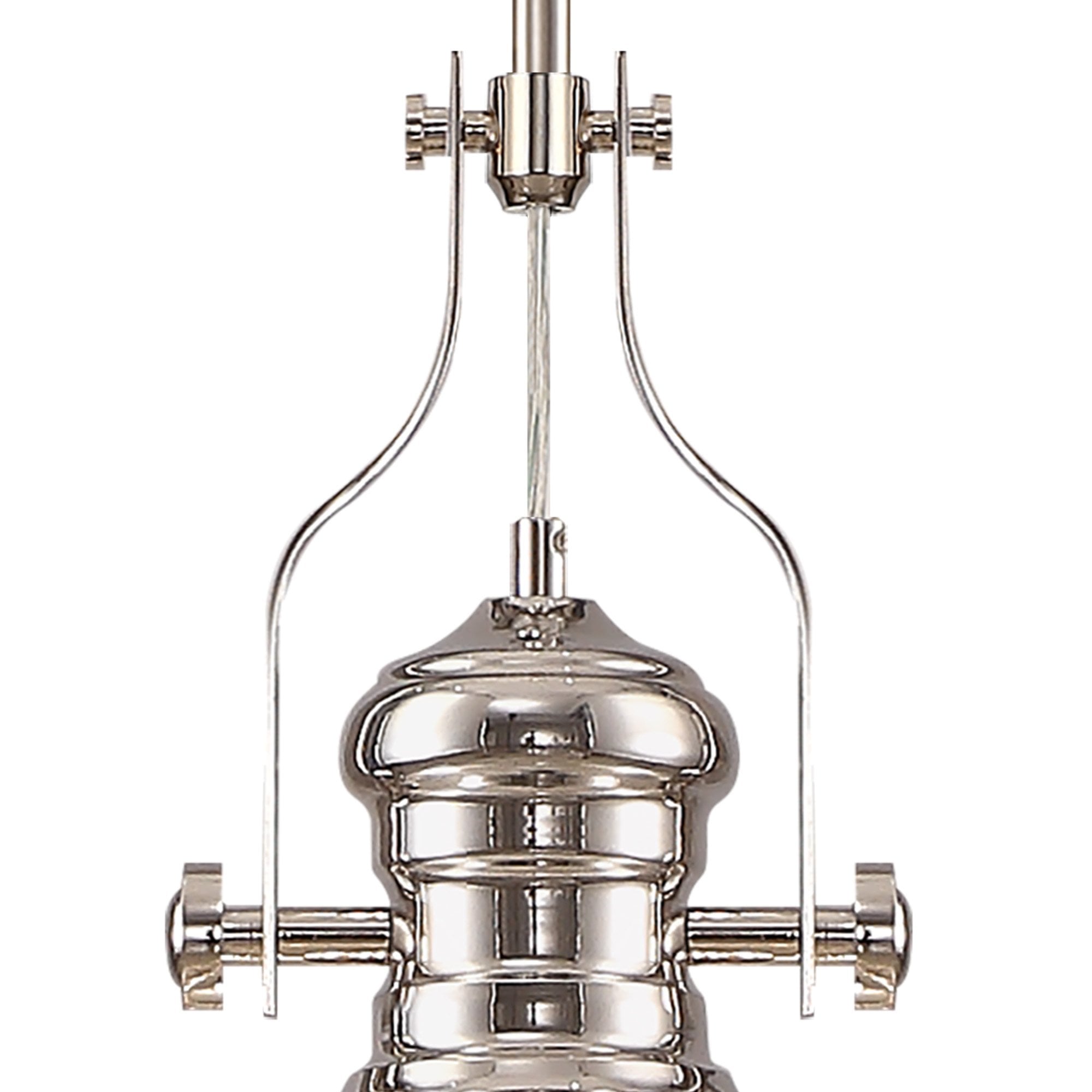 Fabula Epping Single Pendant - 30cm Round Glass Shade - Polished Nickel & Clear Glass