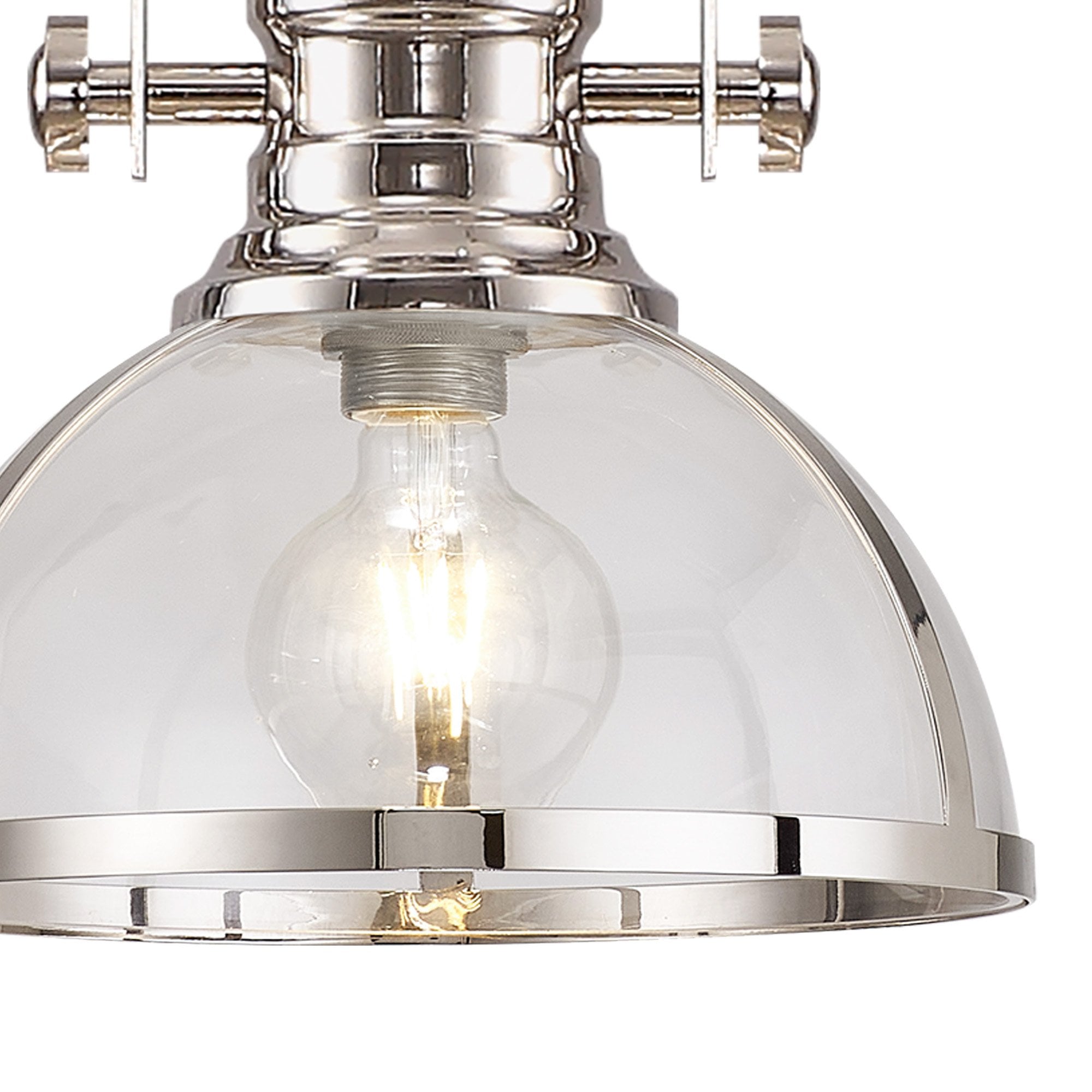 Fabula Epping Single Pendant - 30cm Round Glass Shade - Polished Nickel & Clear Glass