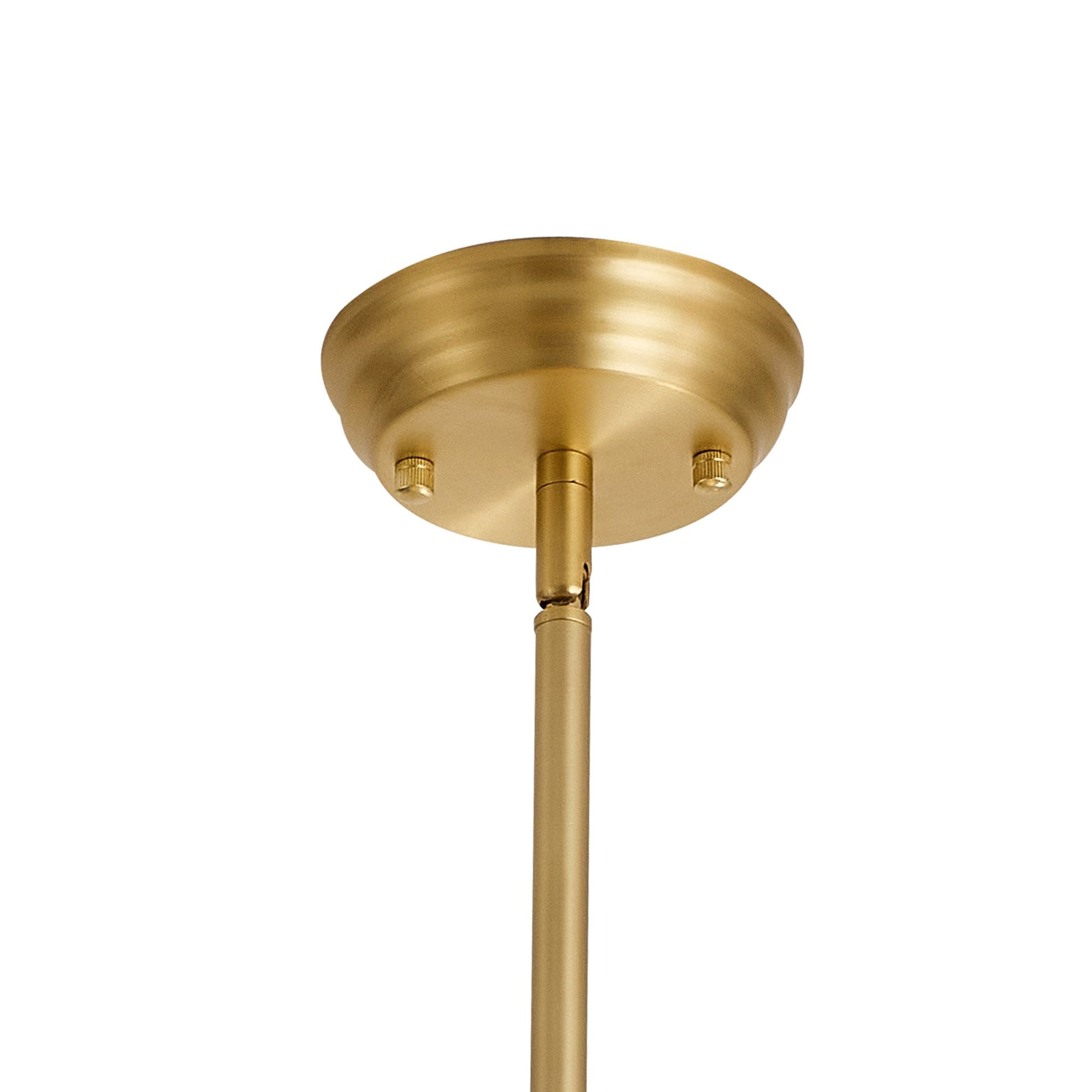 Fabula Epping Single Pendant - Round Champfered Glass Shade - Satin Gold & Opal Glass