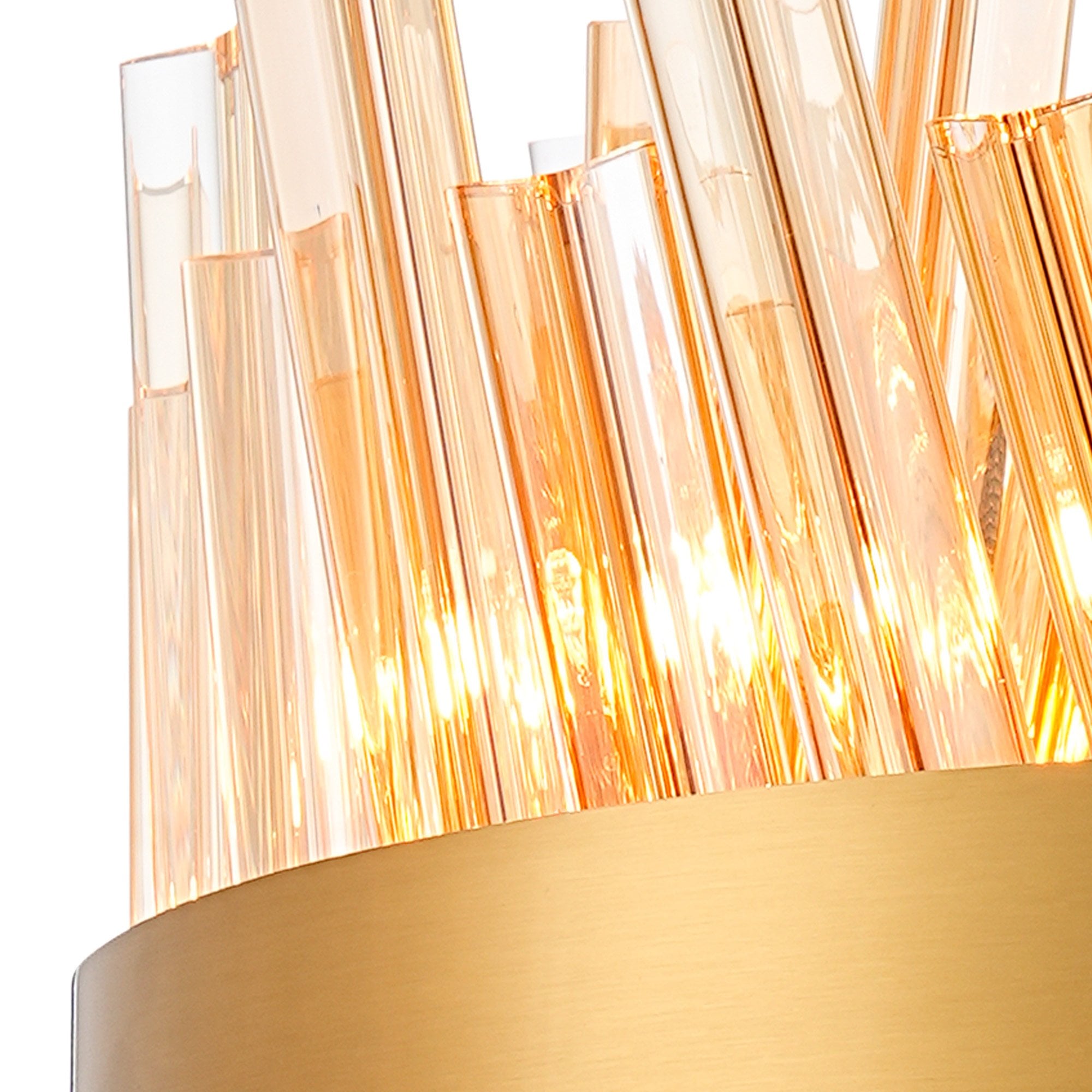 Fabula Farnley 10 Light Round Pendant - Brass & Amber Glass