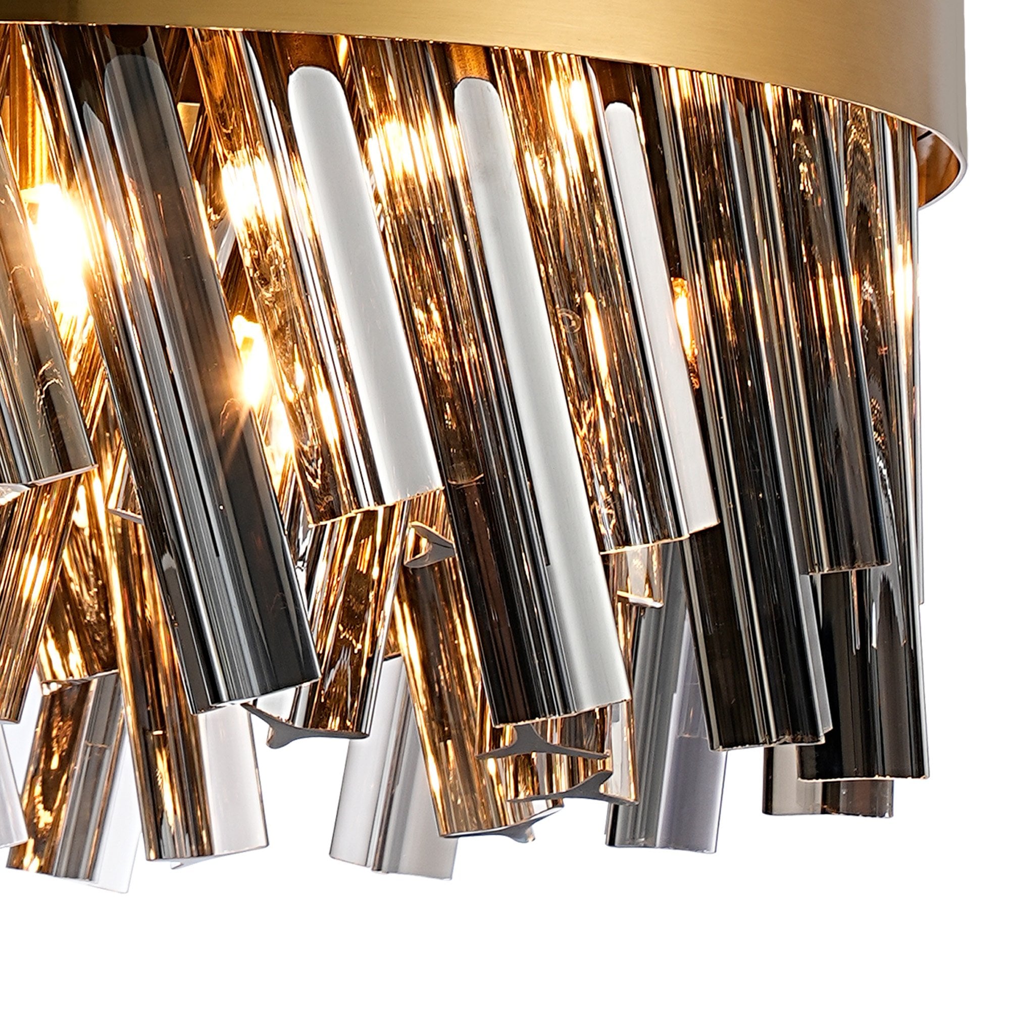 Fabula Farnley 10 Light Round Pendant - Brass & Smoked Glass