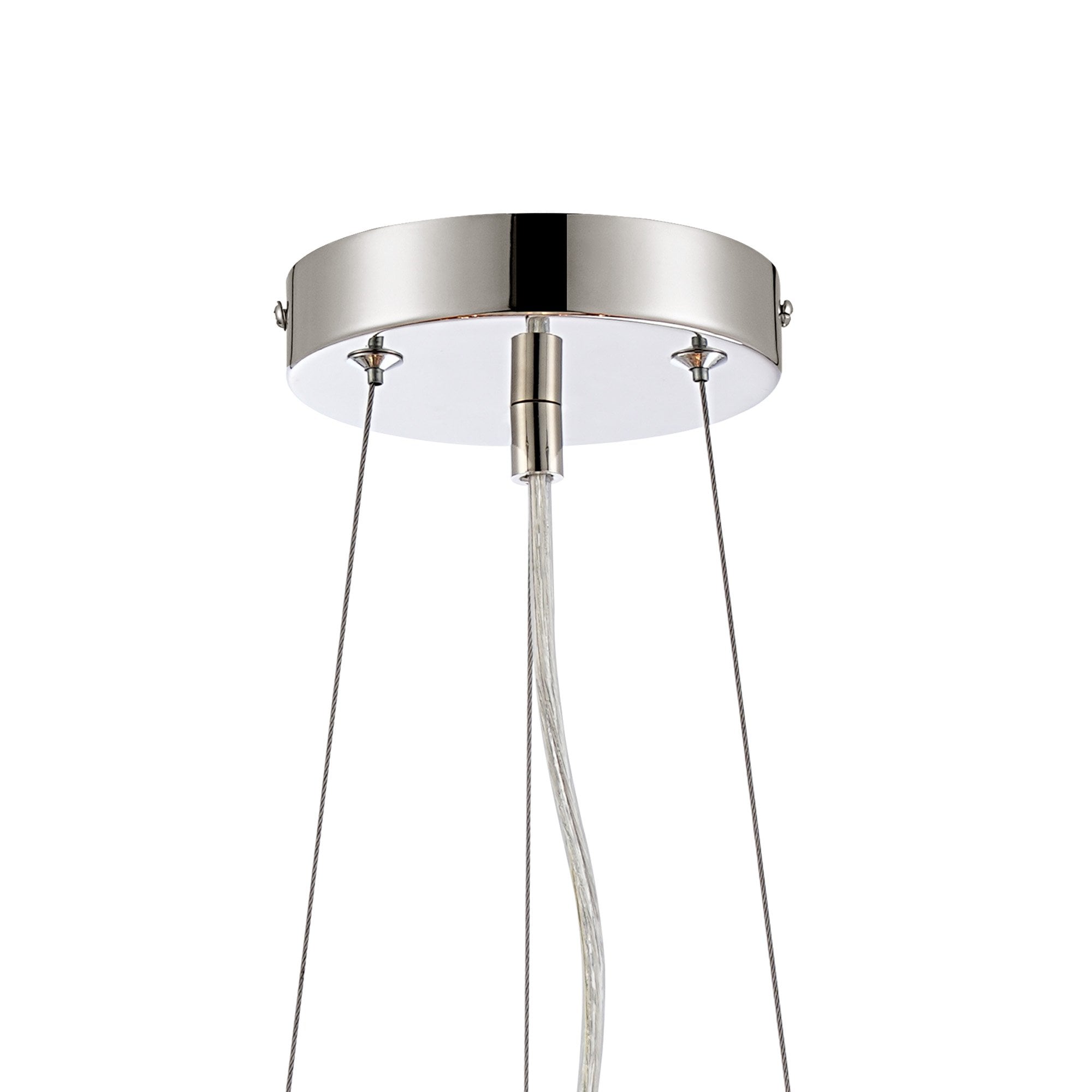 Fabula Farnley 10 Light Round Pendant - Polished Nickel & Amber Glass