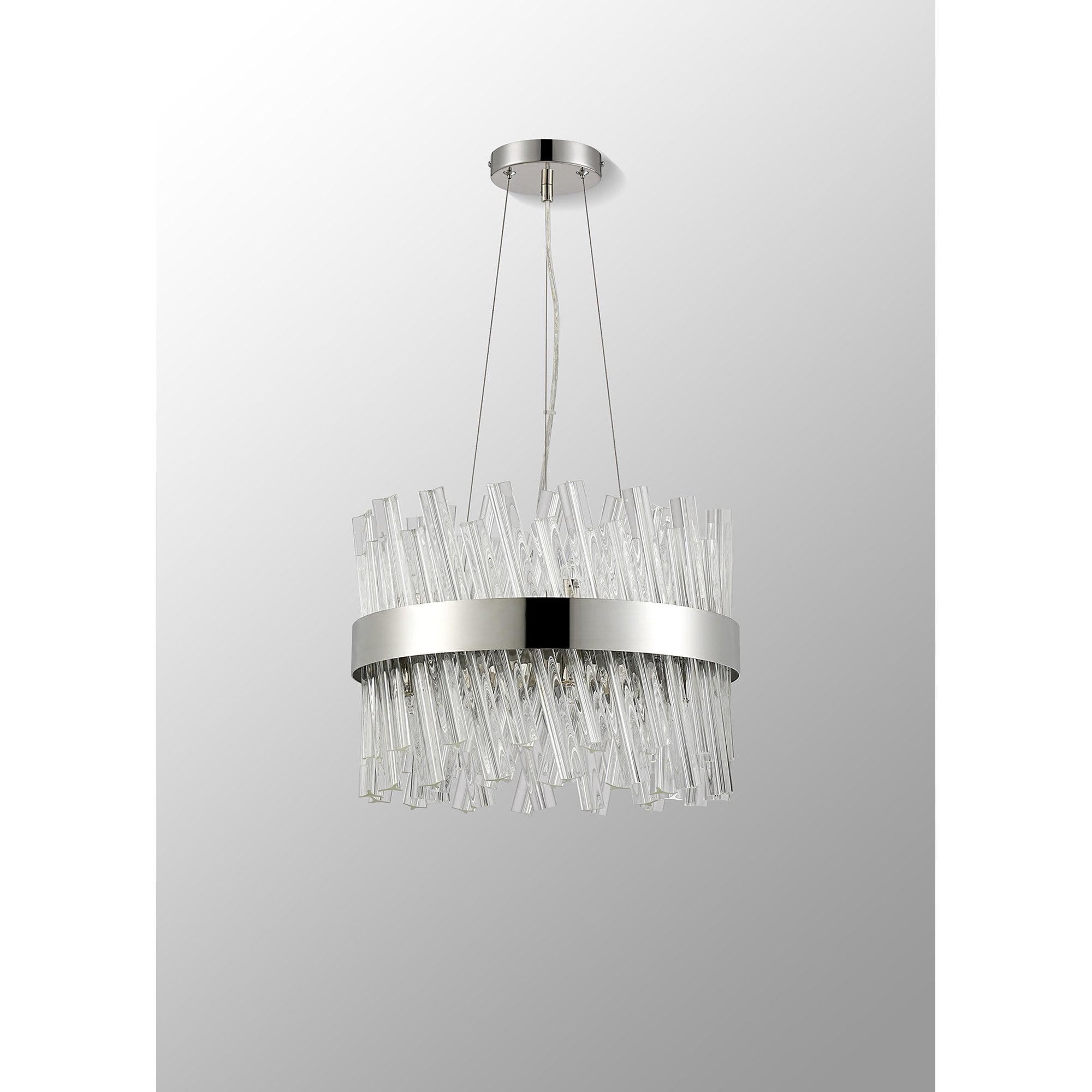 Fabula Farnley 10 Light Round Pendant - Polished Nickel & Clear Glass