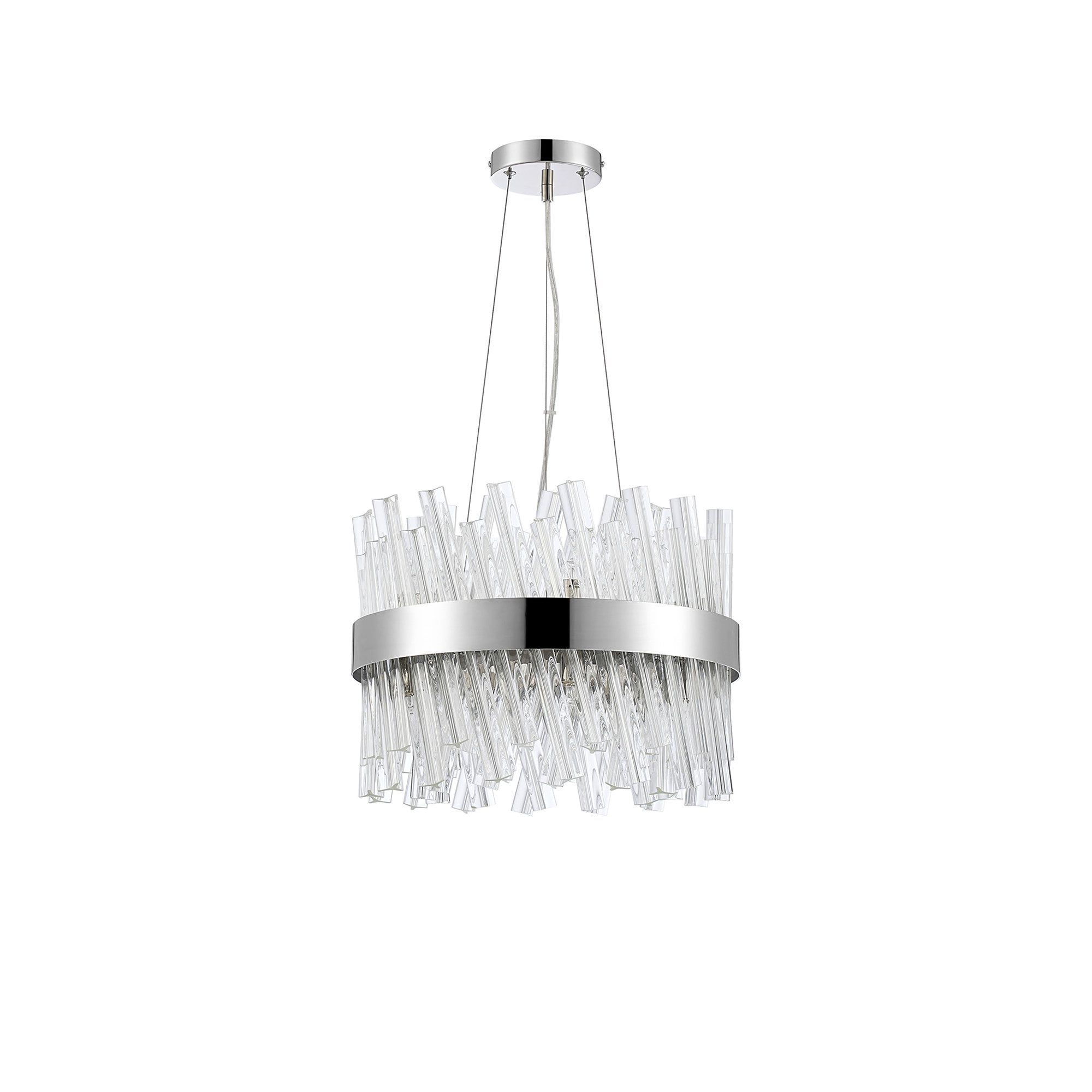 Fabula Farnley 10 Light Round Pendant - Polished Nickel & Clear Glass