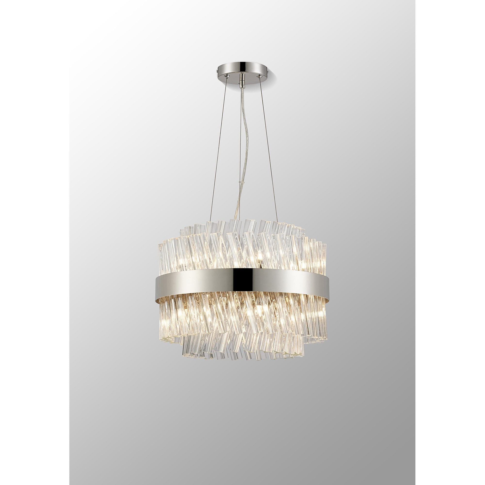 Fabula Farnley 10 Light Round Pendant - Polished Nickel & Clear Glass