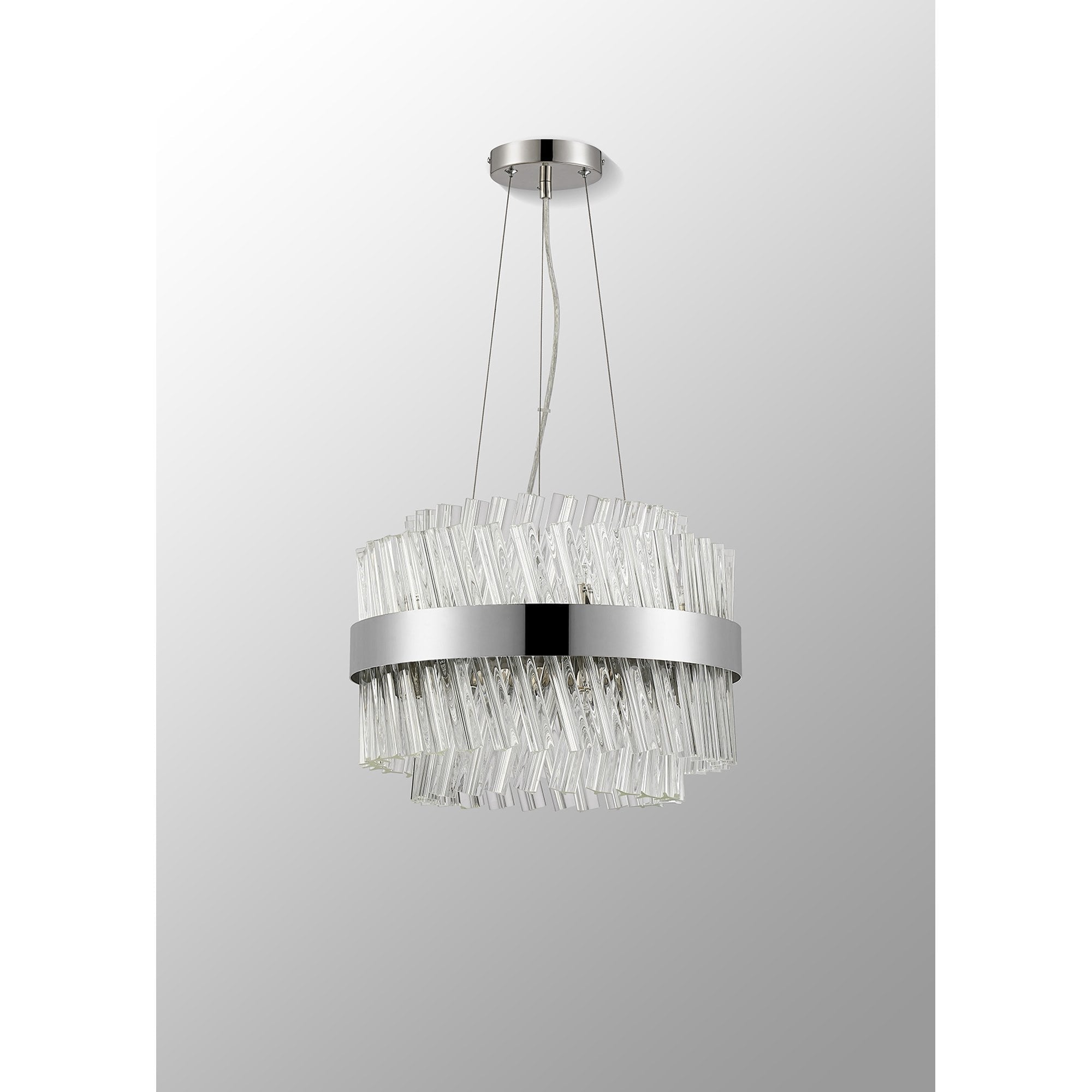 Fabula Farnley 10 Light Round Pendant - Polished Nickel & Clear Glass