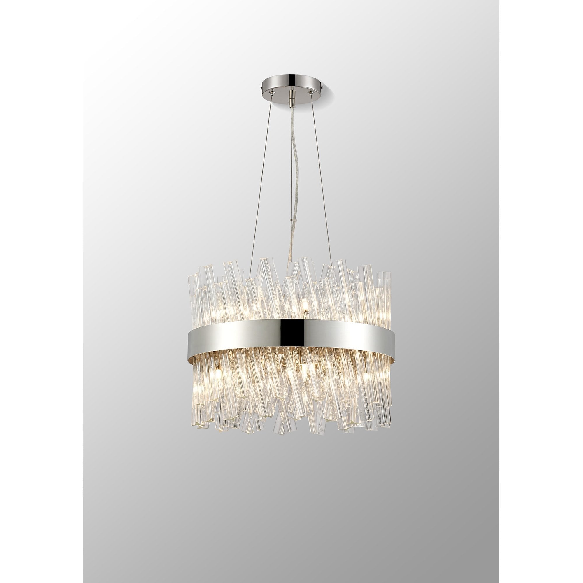 Fabula Farnley 10 Light Round Pendant - Polished Nickel & Clear Glass
