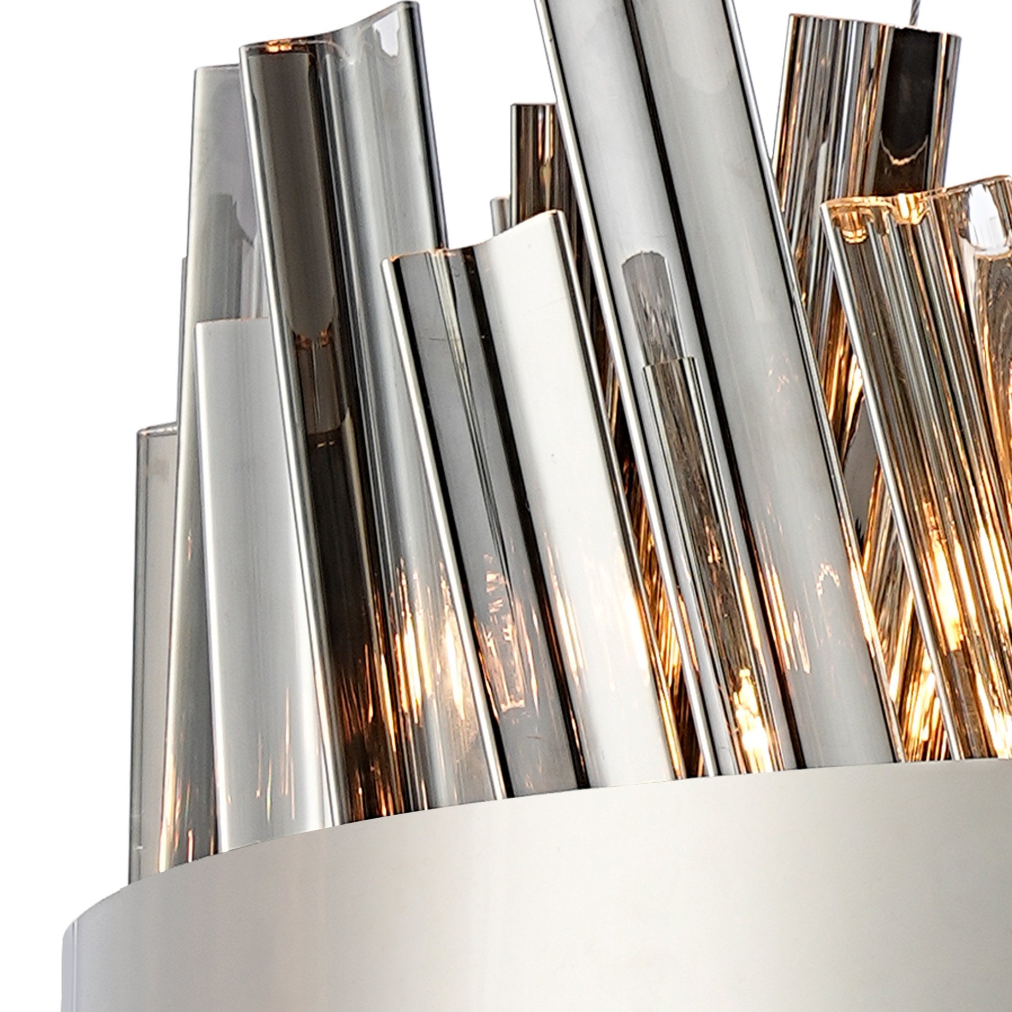 Fabula Farnley 10 Light Round Pendant - Polished Nickel & Smoked Glass