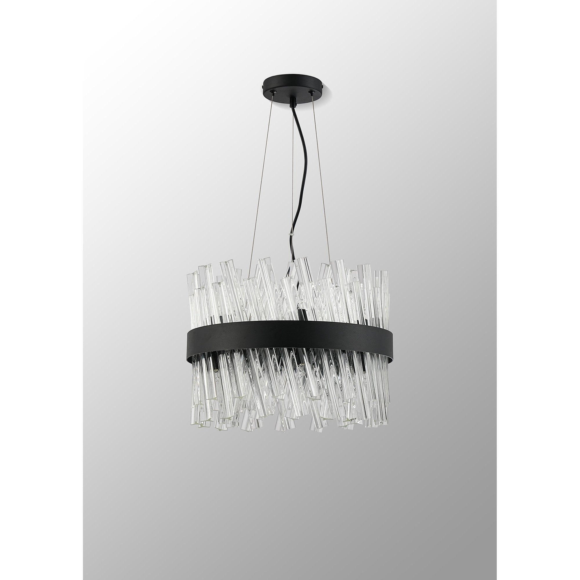 Fabula Farnley 10 Light Round Pendant - Satin Black & Clear Glass