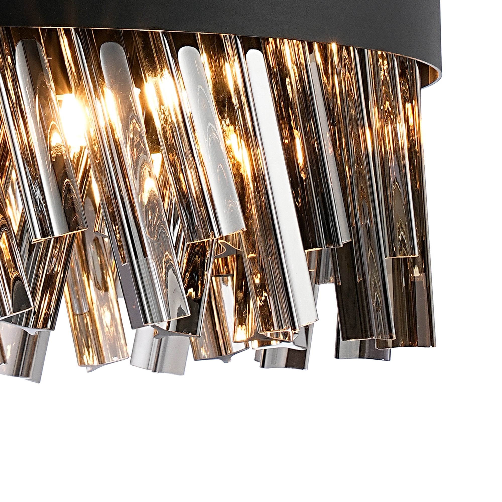 Fabula Farnley 10 Light Round Pendant - Satin Black & Smoked Glass