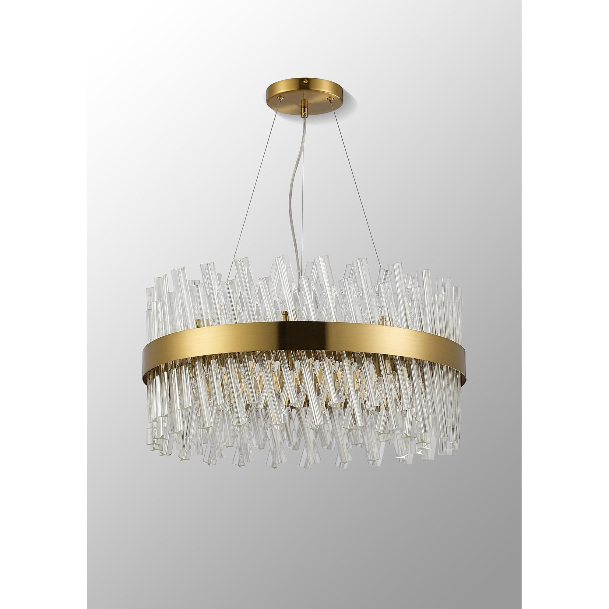 Fabula Farnley 18 Light Round Pendant - Brass & Clear Glass